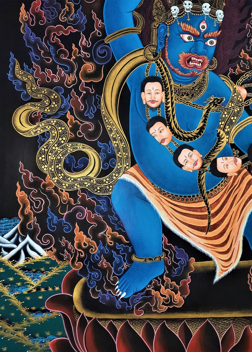 Original Hand - painted High - Quality Masterpiece Vajarapani/ Sangdag Chagna Dorje Tibetan Compassion Meditation Thangka Painting - Tibetan Thangka Art