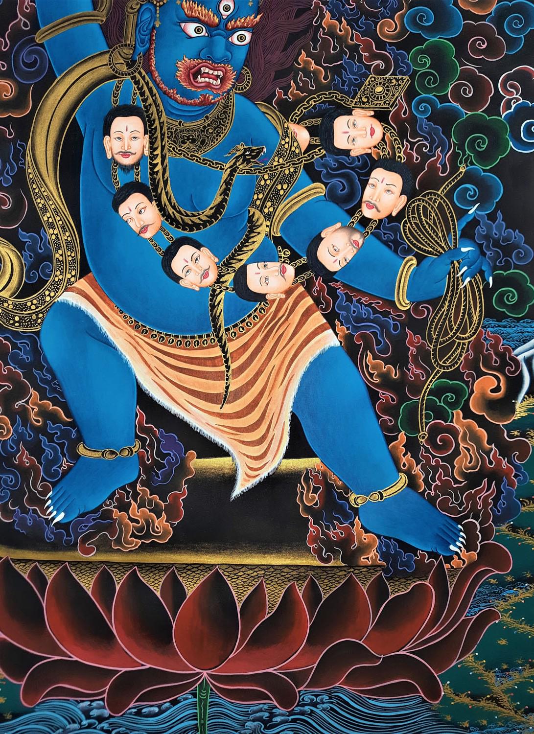 Original Hand - painted High - Quality Masterpiece Vajarapani/ Sangdag Chagna Dorje Tibetan Compassion Meditation Thangka Painting - Tibetan Thangka Art