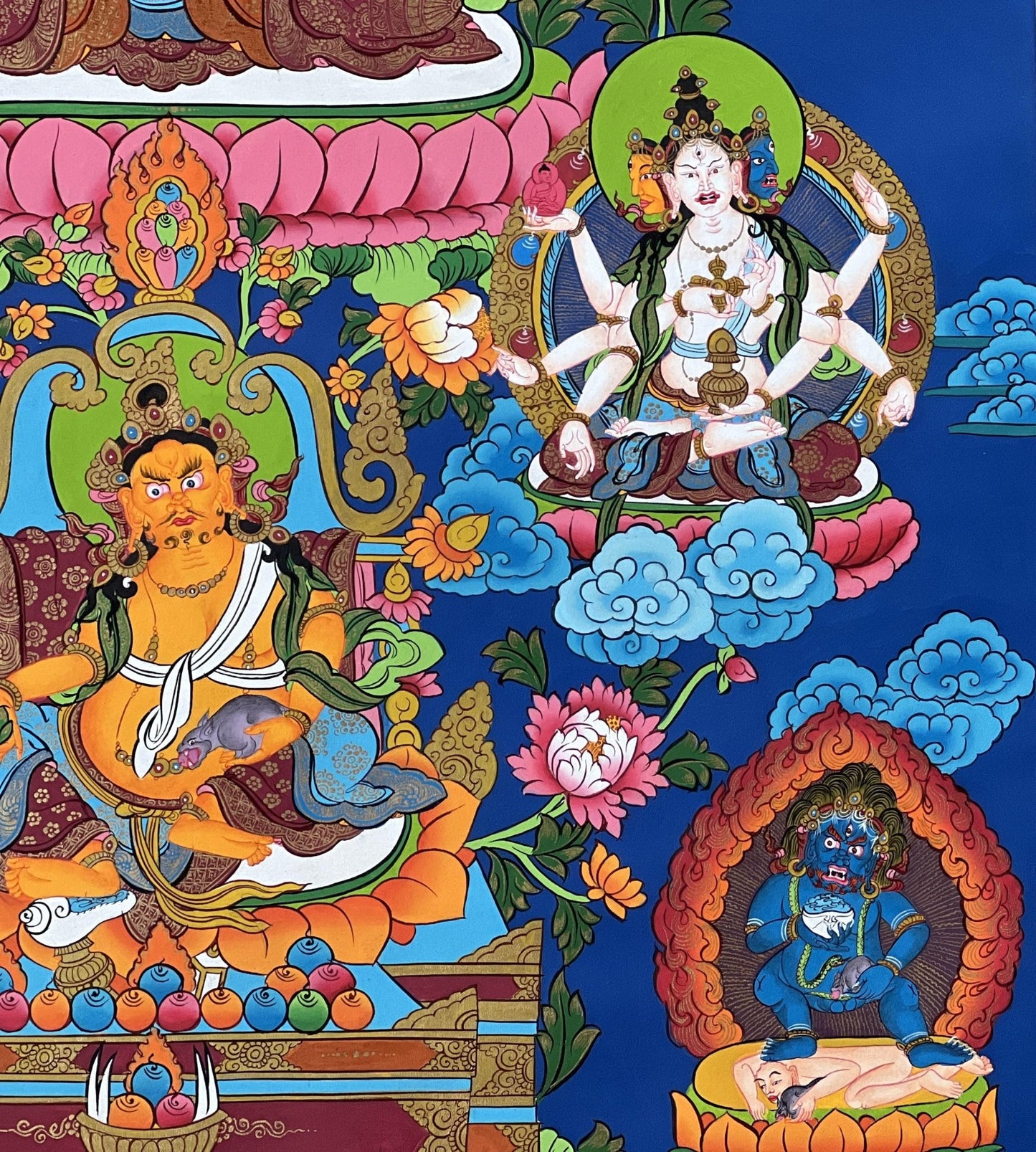 Original Hand - painted Large White Tara / Mother Goddess Finest Masterpiece Tibetan Thanka / Thangka / Painting Compassion Meditation Art - Tibetan Thangka Art