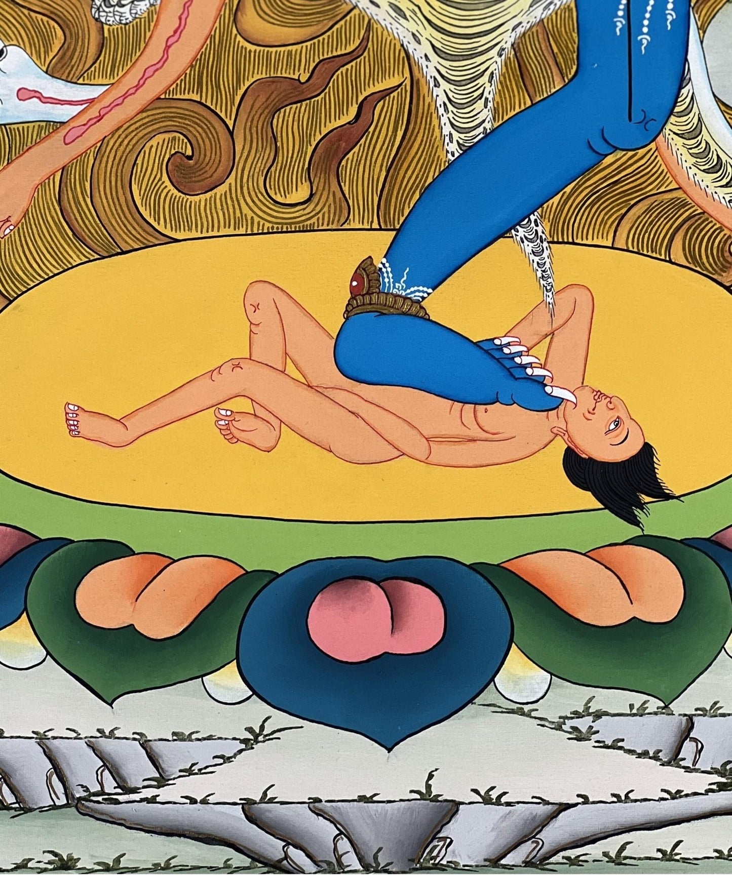Original Hand Painted Lion Face Dakini / Simhamukha/ Simhamukhi Jogini /Yogini Masterpiece Tibetan Meditation Thangka / Thanka Painting - Tibetan Thangka Art