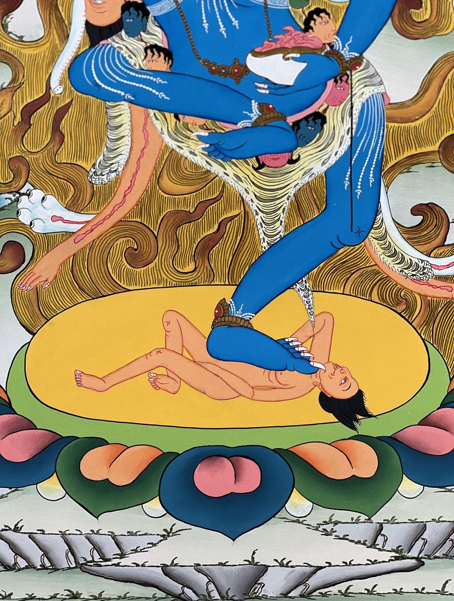 Original Hand Painted Lion Face Dakini / Simhamukha/ Simhamukhi Jogini /Yogini Masterpiece Tibetan Meditation Thangka / Thanka Painting - Tibetan Thangka Art