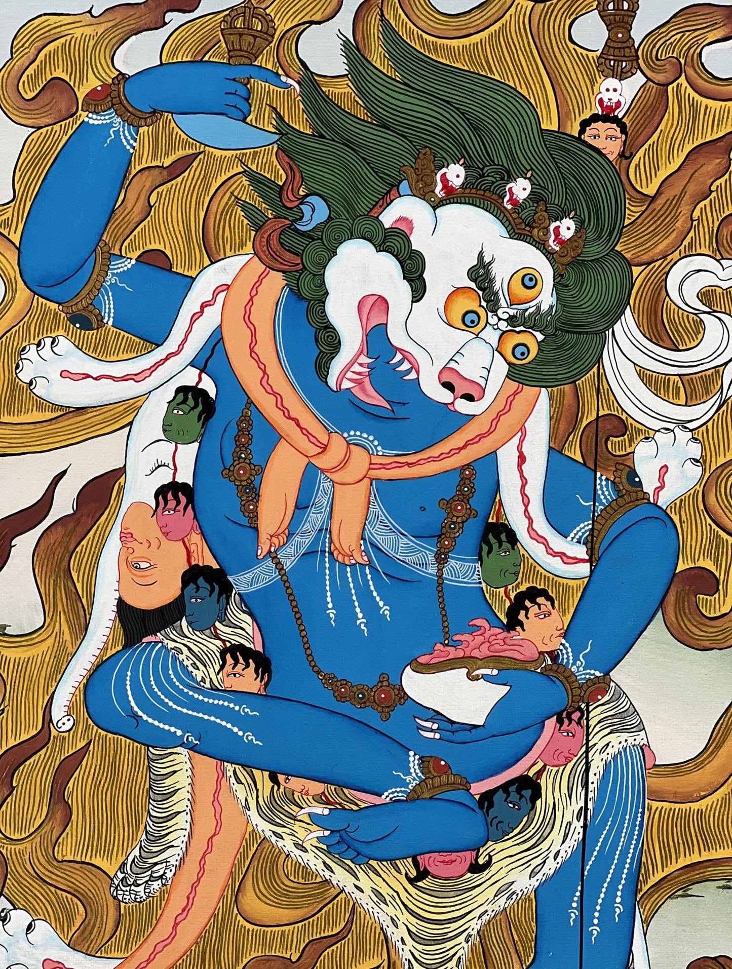 Original Hand Painted Lion Face Dakini / Simhamukha/ Simhamukhi Jogini /Yogini Masterpiece Tibetan Meditation Thangka / Thanka Painting - Tibetan Thangka Art