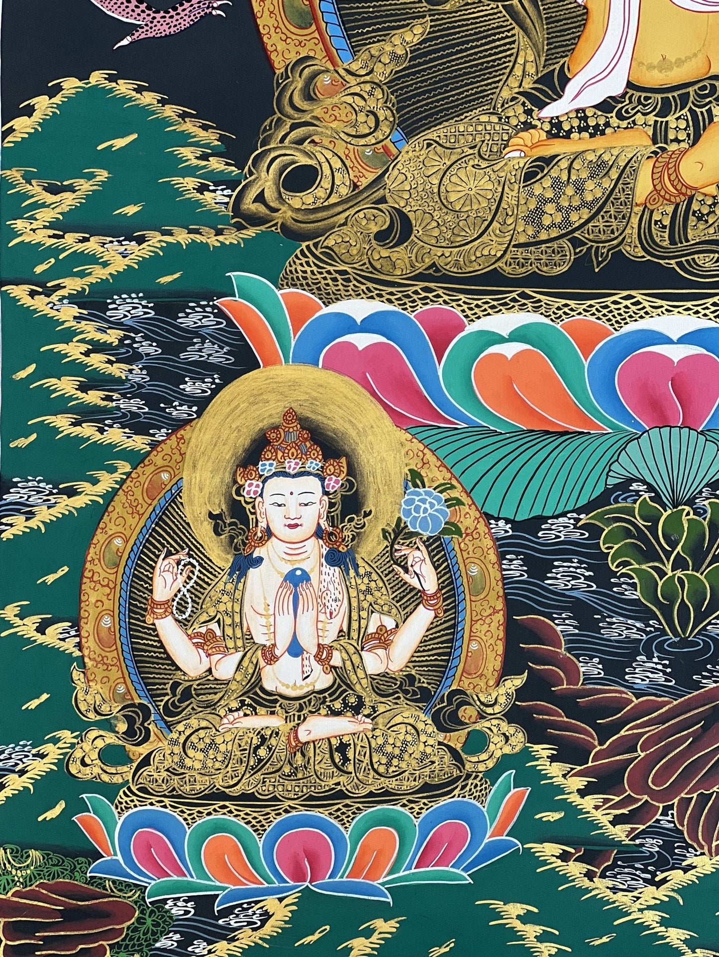 Original Hand - Painted Manjushri/ Manjusri/ Manjushree/ Jampelyang Bodhisattva of Compassion and Wisdom Masterpiece Tibetan Thangka Painting - Tibetan Thangka Art