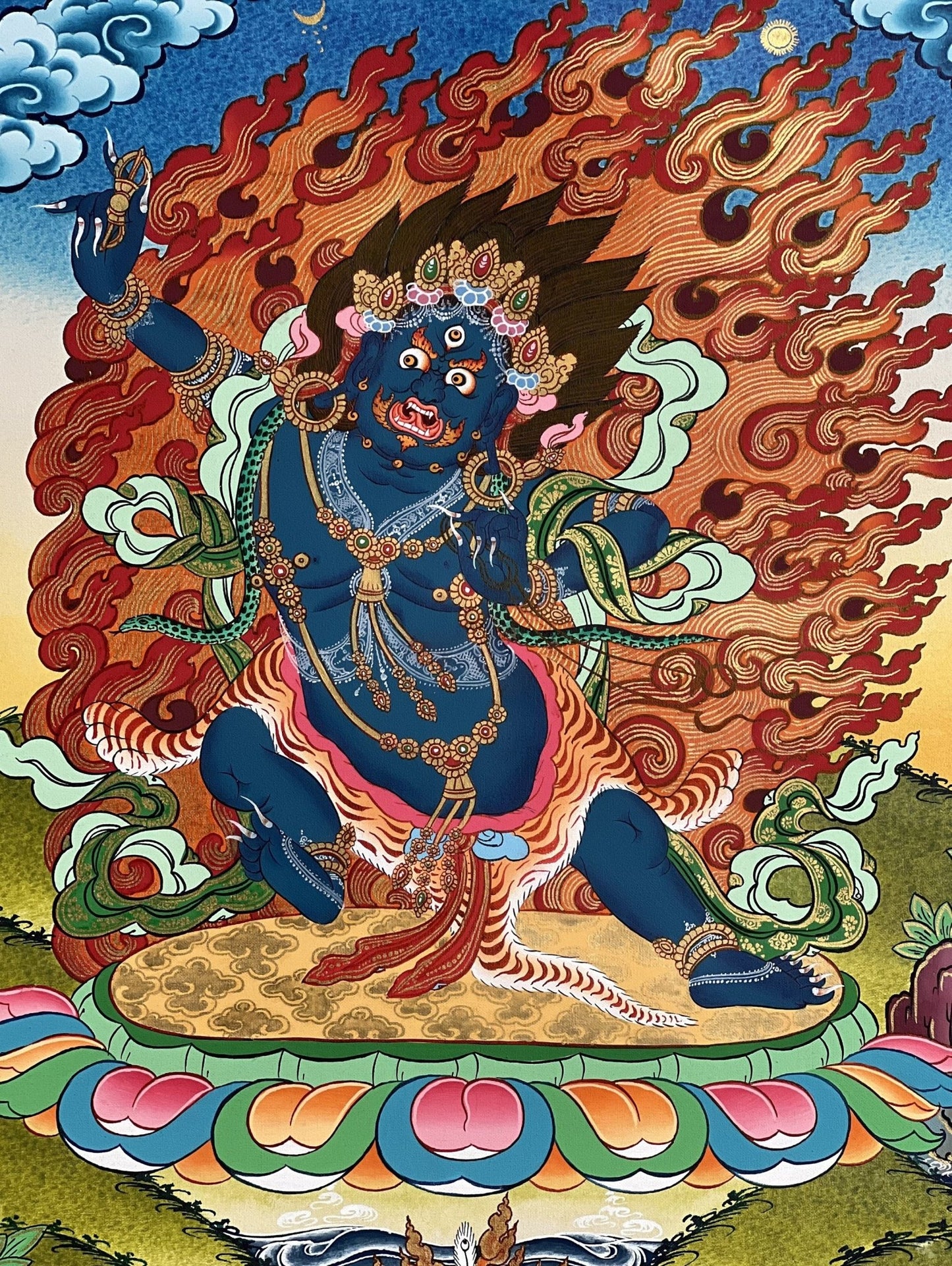Original Hand - painted Master Quality Vajarapani/ Sangdag Chagna Dorje Tibetan Compassion Meditation Lama Blessed Thangka Painting - Tibetan Thangka Art