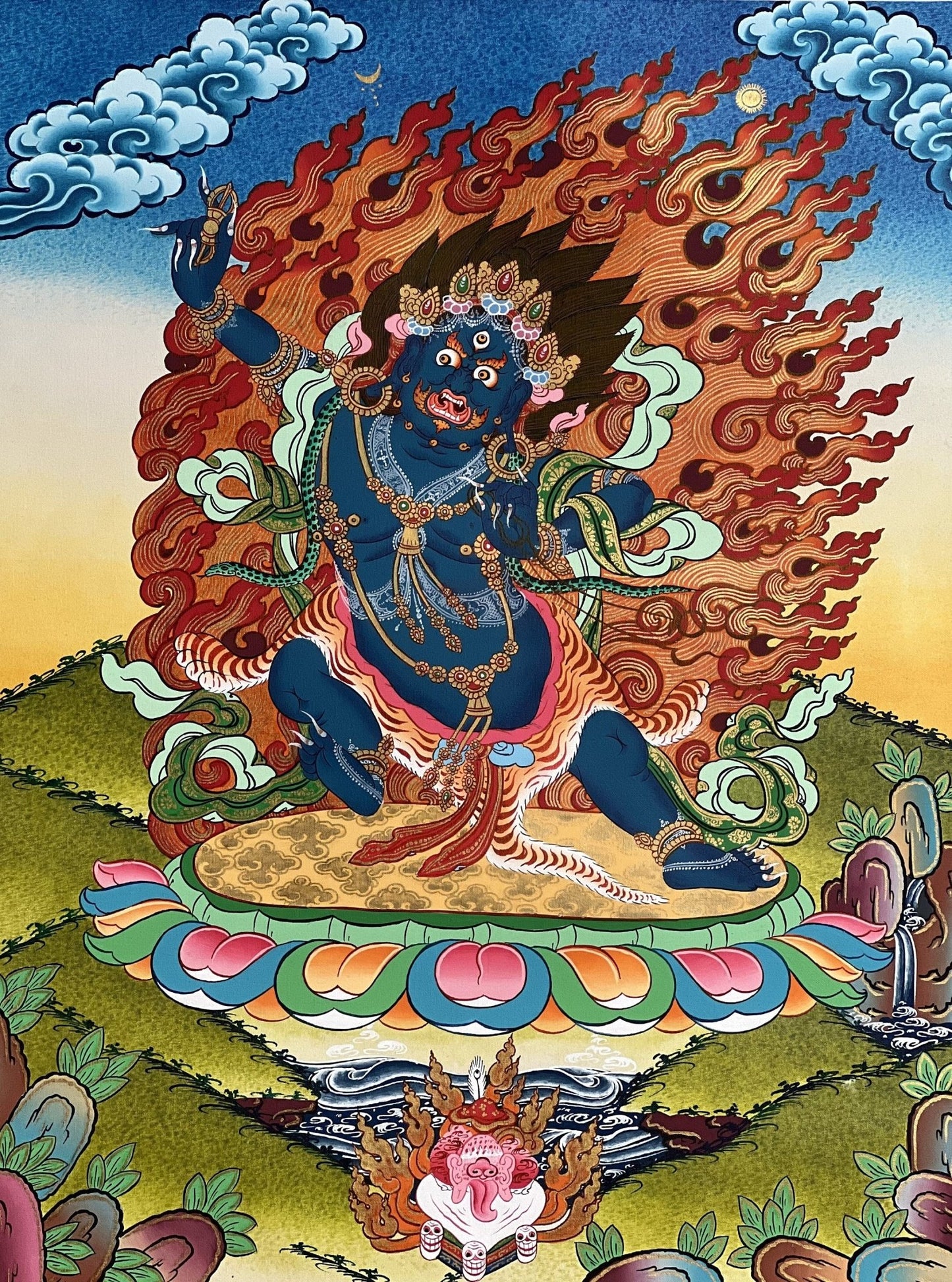 Original Hand - painted Master Quality Vajarapani/ Sangdag Chagna Dorje Tibetan Compassion Meditation Lama Blessed Thangka Painting - Tibetan Thangka Art