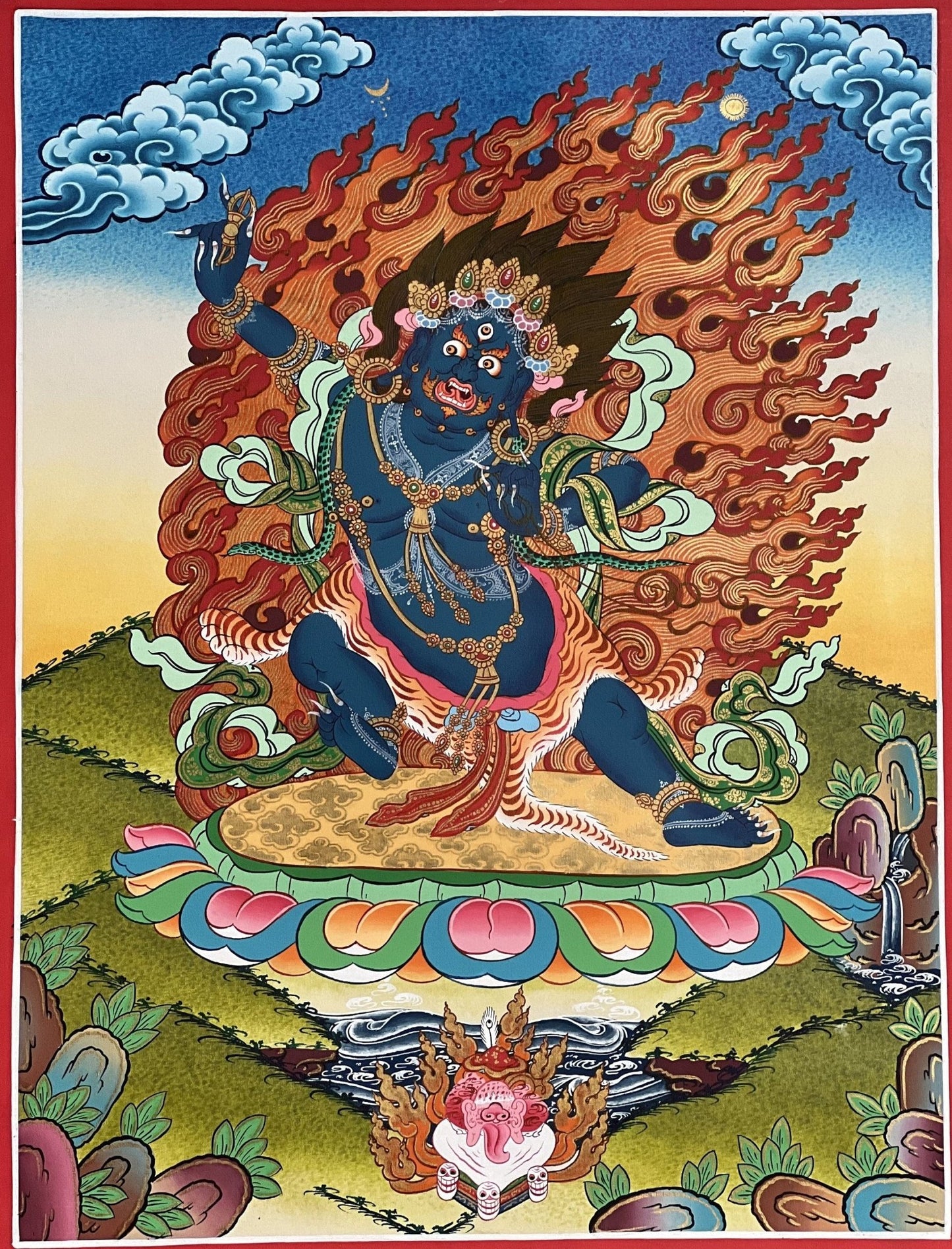 Original Hand - painted Master Quality Vajarapani/ Sangdag Chagna Dorje Tibetan Compassion Meditation Lama Blessed Thangka Painting - Tibetan Thangka Art
