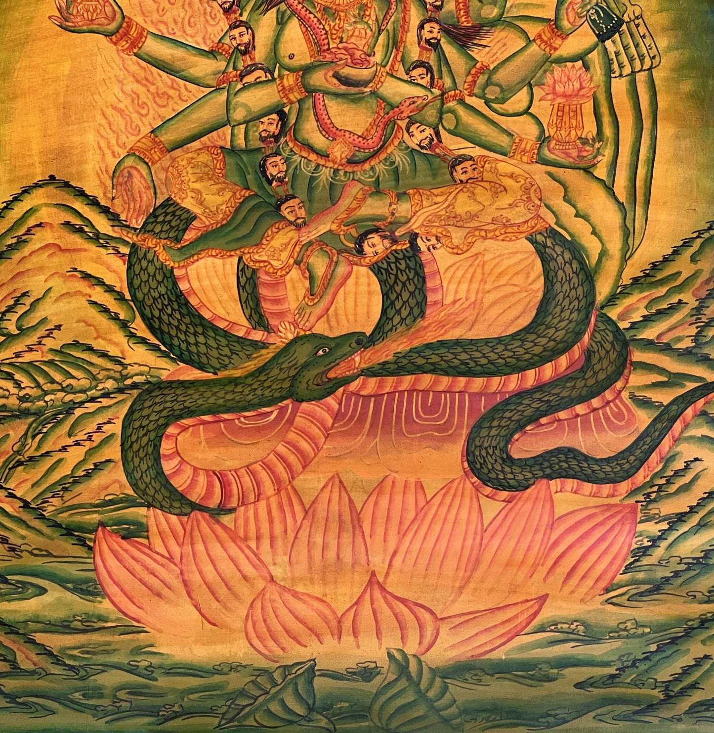 Original Hand Painted Masterpiece Annapoorna/ Annapurneshwari Devi/ Goddess Annapurna/Oil Varnished Newari Paubha/ Pauva Thangka Painting - Tibetan Thangka Art