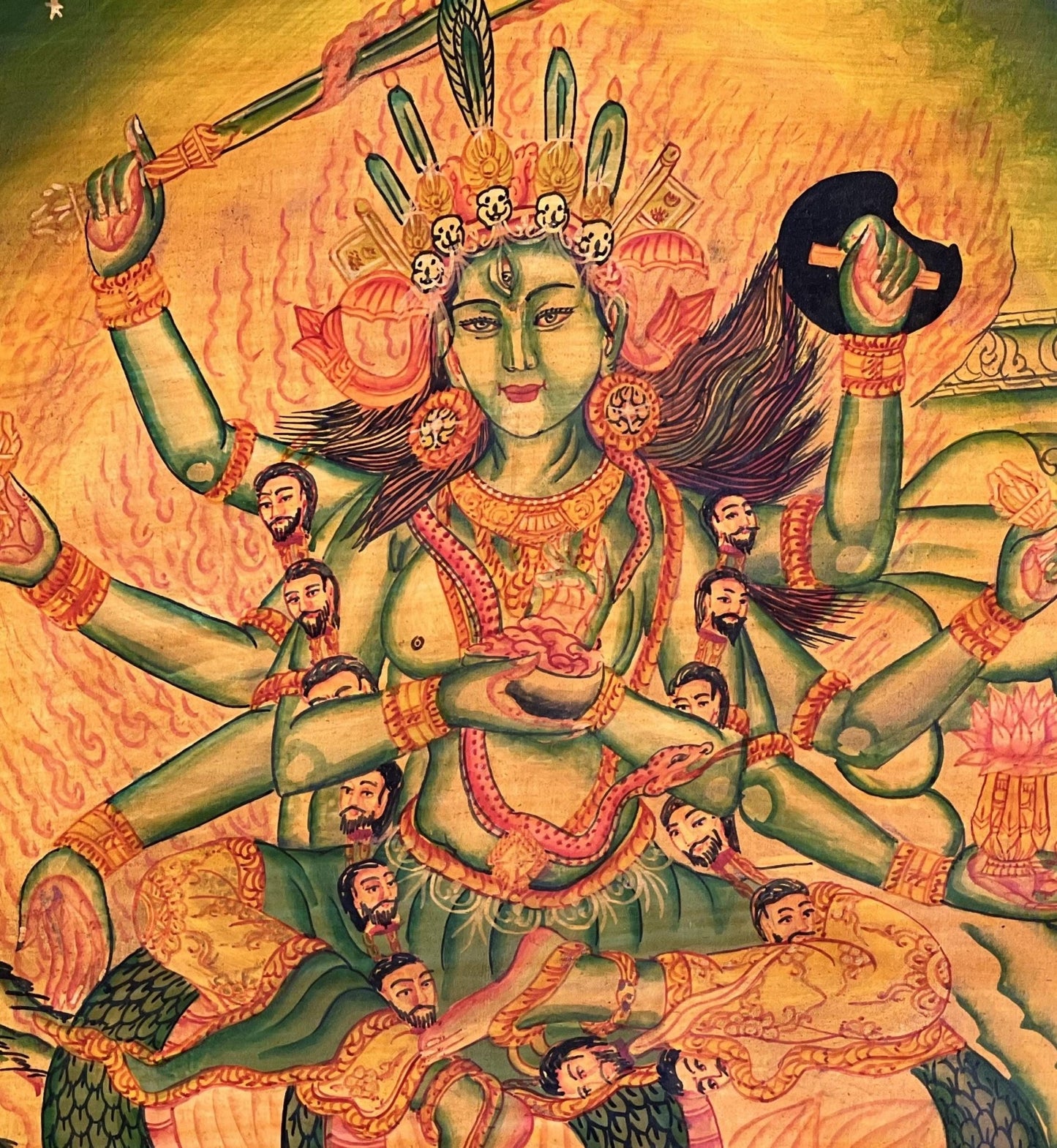 Original Hand Painted Masterpiece Annapoorna/ Annapurneshwari Devi/ Goddess Annapurna/Oil Varnished Newari Paubha/ Pauva Thangka Painting - Tibetan Thangka Art