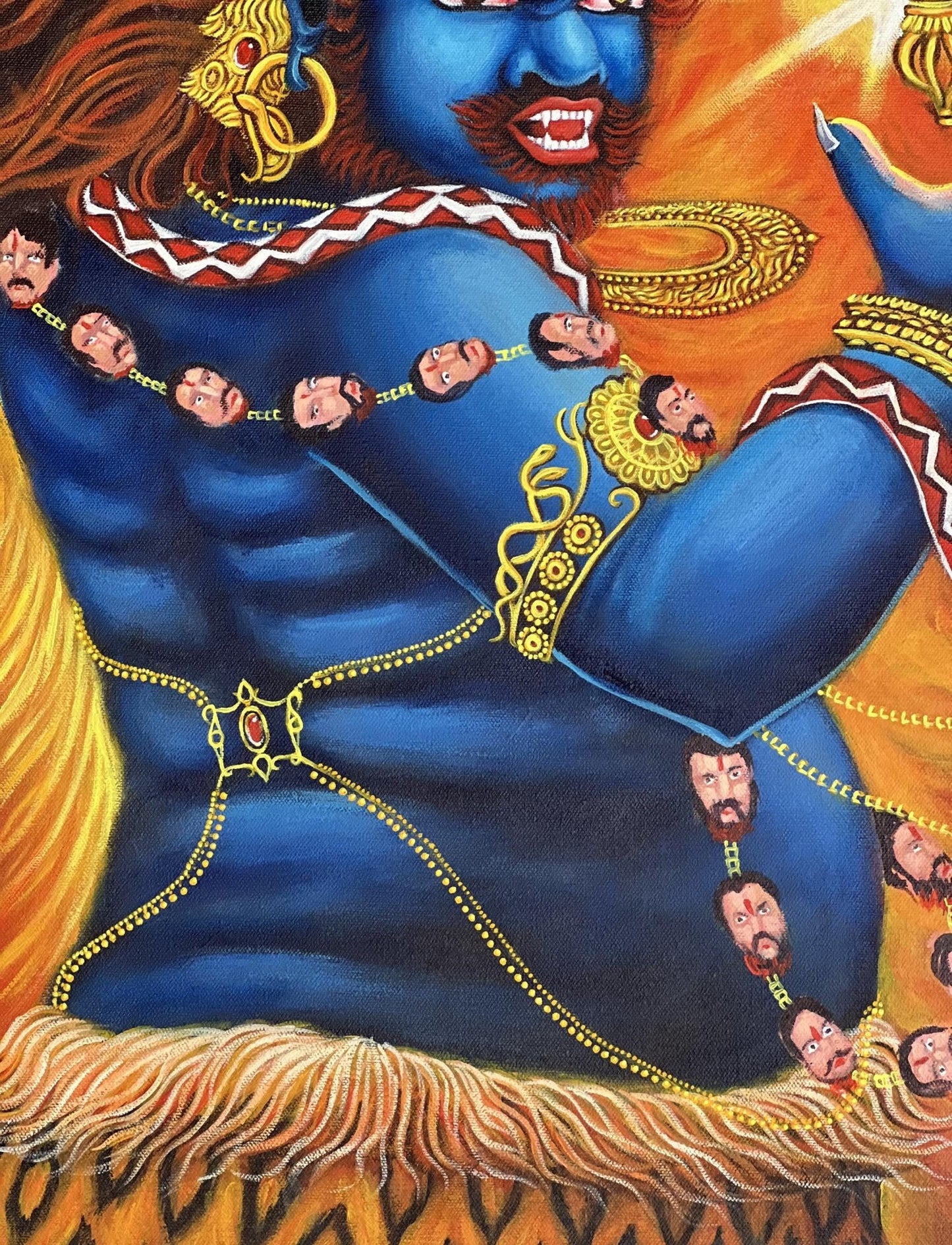 Original Hand - painted Masterpiece Dharmapala Vajrapani Embodied Enlightenment ACRYLIC Painting on Canvas - Tibetan Thangka Art