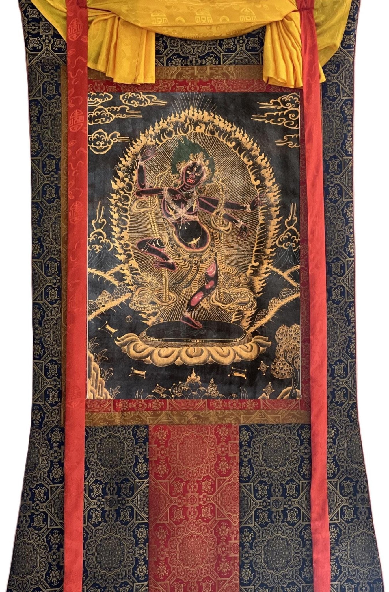 Original Hand - Painted Masterpiece Kurukulla/Kurukulle Mother Buddha Tibetan Thangka Painting Compassion Meditation Art with Silk Brocade - Tibetan Thangka Art