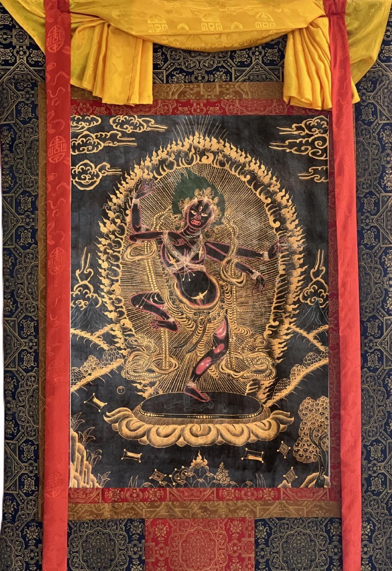 Original Hand - Painted Masterpiece Kurukulla/Kurukulle Mother Buddha Tibetan Thangka Painting Compassion Meditation Art with Silk Brocade - Tibetan Thangka Art