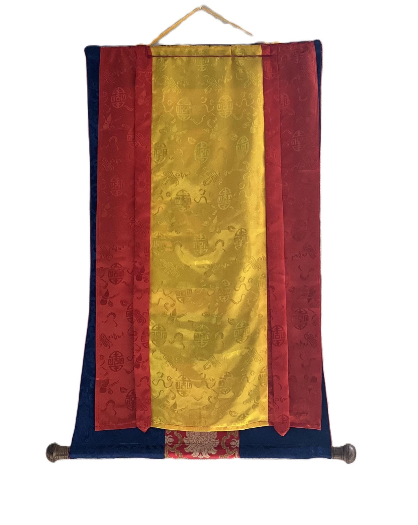 Original Hand - painted Medicine Buddha/ Medicine Master/ Bhaisajyaguru Original Tibetan Thangka Painting/ Wall Hanging with Silk Brocade - Tibetan Thangka Art