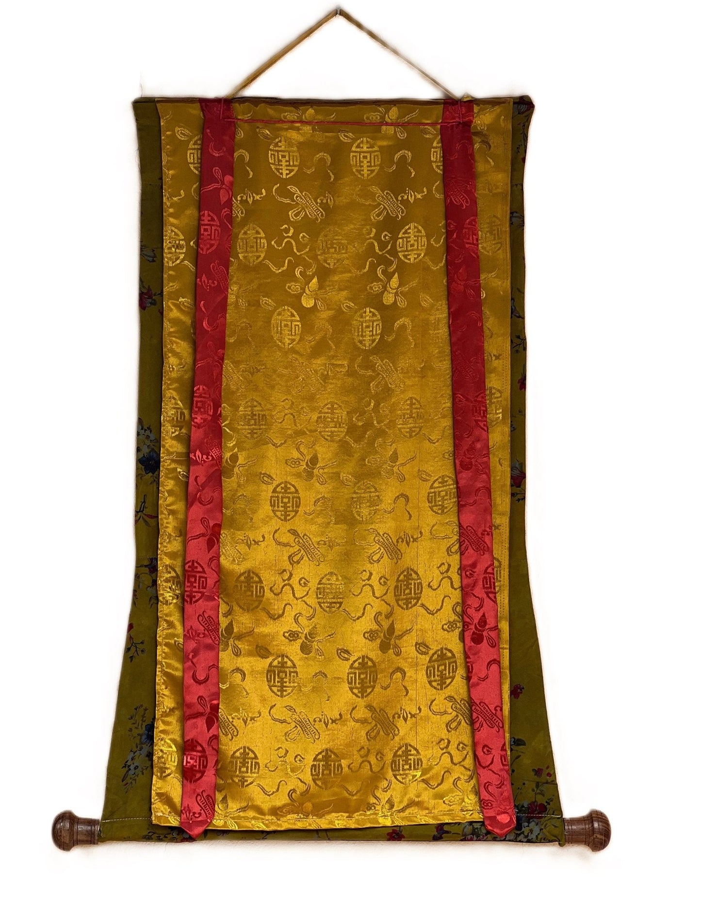 Original Hand - painted Padmasambhava Guru Rinpoche Master Quality Tibetan Thangka Painting with Silk Brocade - Tibetan Thangka Art
