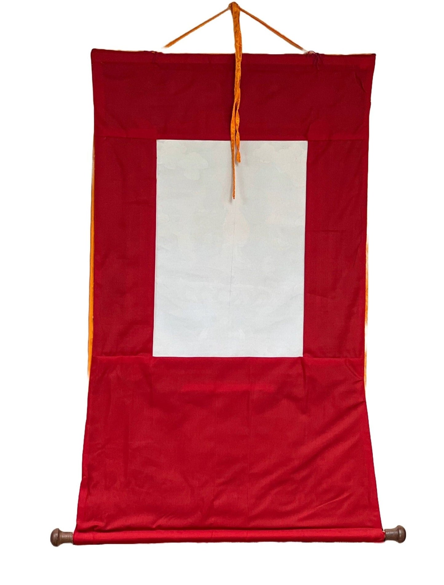 Original Hand - painted Red Manjushri/ Manjushree/ Bodhisattva Compassion Meditation Tibetan Thangka Painting with High - Quality Silk Brocade - Tibetan Thangka Art