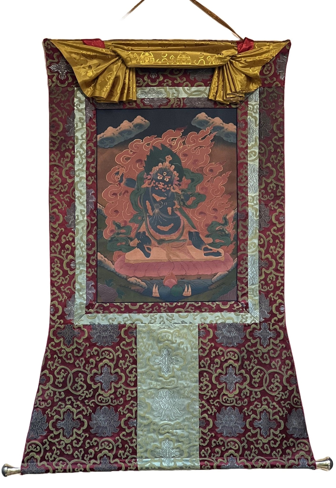 Original Hand Painted Vajrapani Dharmapala OIL - VARNISHED Tibetan Thangka / Thanka Painting/ Buddhist Meditation Art Wall Hanging from Nepal - Tibetan Thangka Art