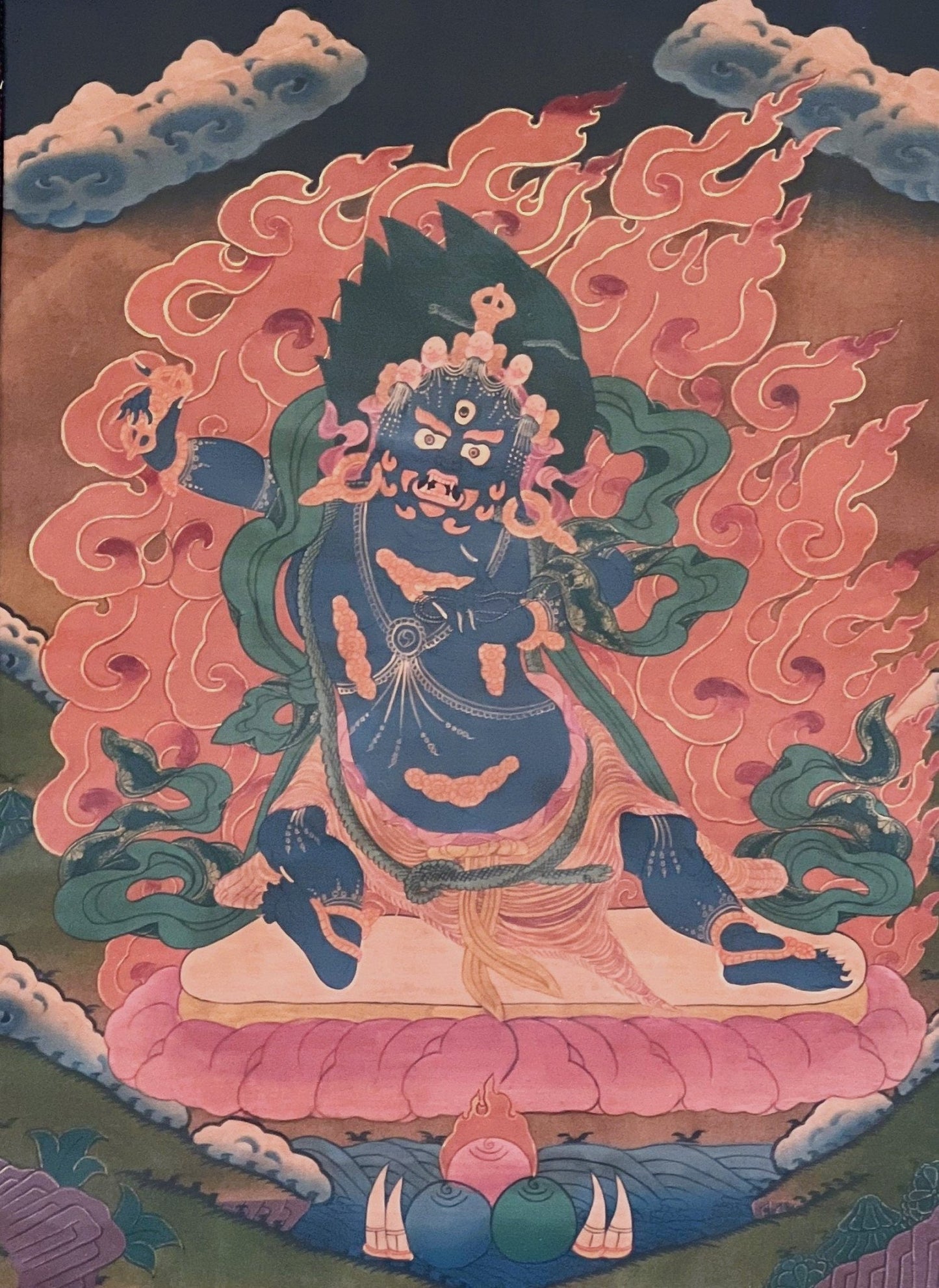 Original Hand Painted Vajrapani Dharmapala OIL - VARNISHED Tibetan Thangka / Thanka Painting/ Buddhist Meditation Art Wall Hanging from Nepal - Tibetan Thangka Art