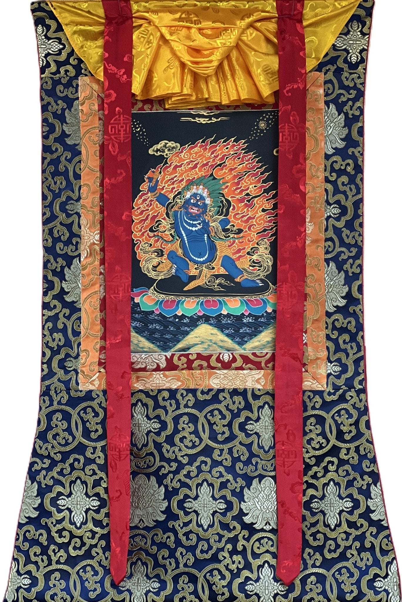 Original Hand Painted VAJRAPANI Meditation Wall hanging Tibetan Thangka / Thanka Painting with Premium Silk Framed - Tibetan Thangka Art