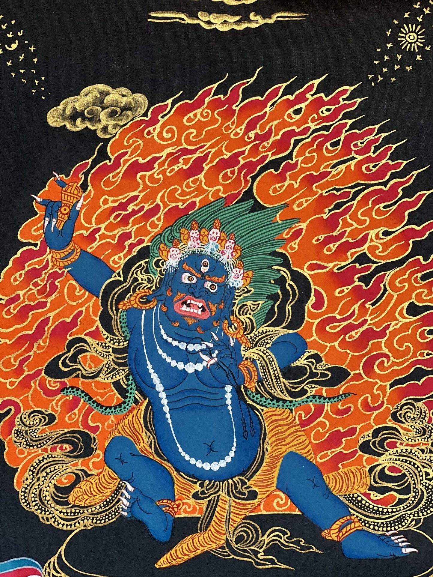 Original Hand Painted VAJRAPANI Meditation Wall hanging Tibetan Thangka / Thanka Painting with Premium Silk Framed - Tibetan Thangka Art