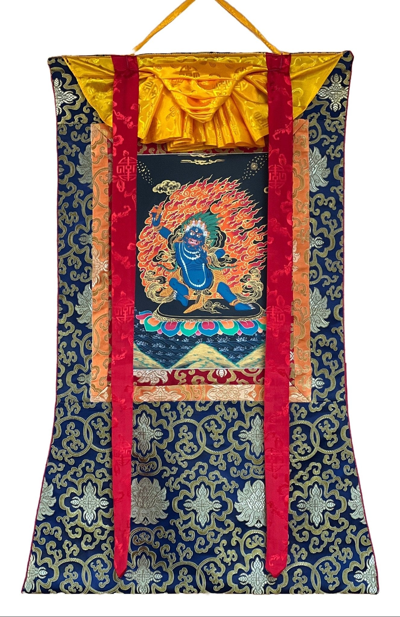 Original Hand Painted VAJRAPANI Meditation Wall hanging Tibetan Thangka / Thanka Painting with Premium Silk Framed - Tibetan Thangka Art