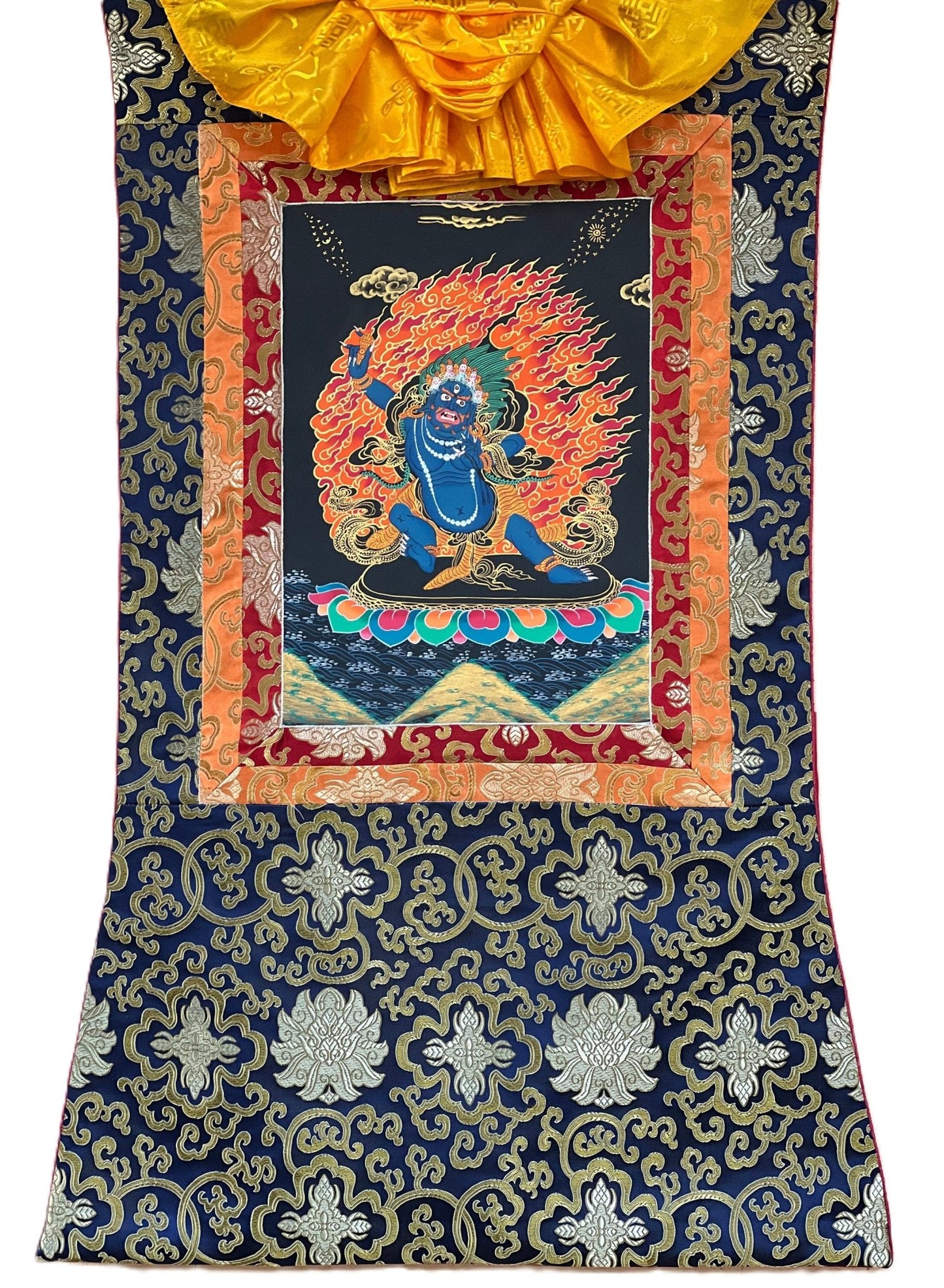 Original Hand Painted VAJRAPANI Meditation Wall hanging Tibetan Thangka / Thanka Painting with Premium Silk Framed - Tibetan Thangka Art