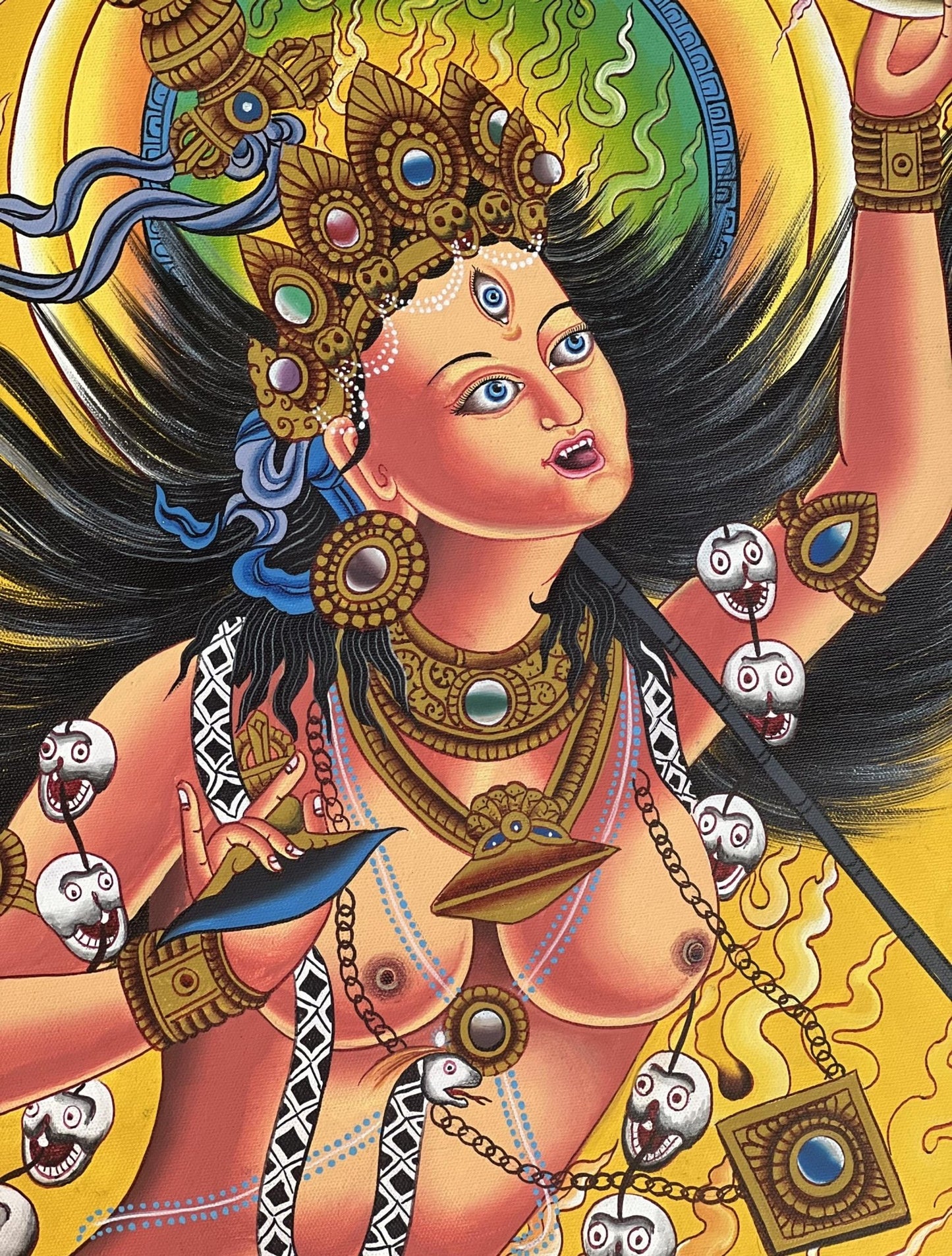 Original Hand - Painted Vajrayogini/ Yogini/ Dakini/ Jogini High - Quality LARGE Masterpiece ACRYLIC Painting on Canvas - Tibetan Thangka Art