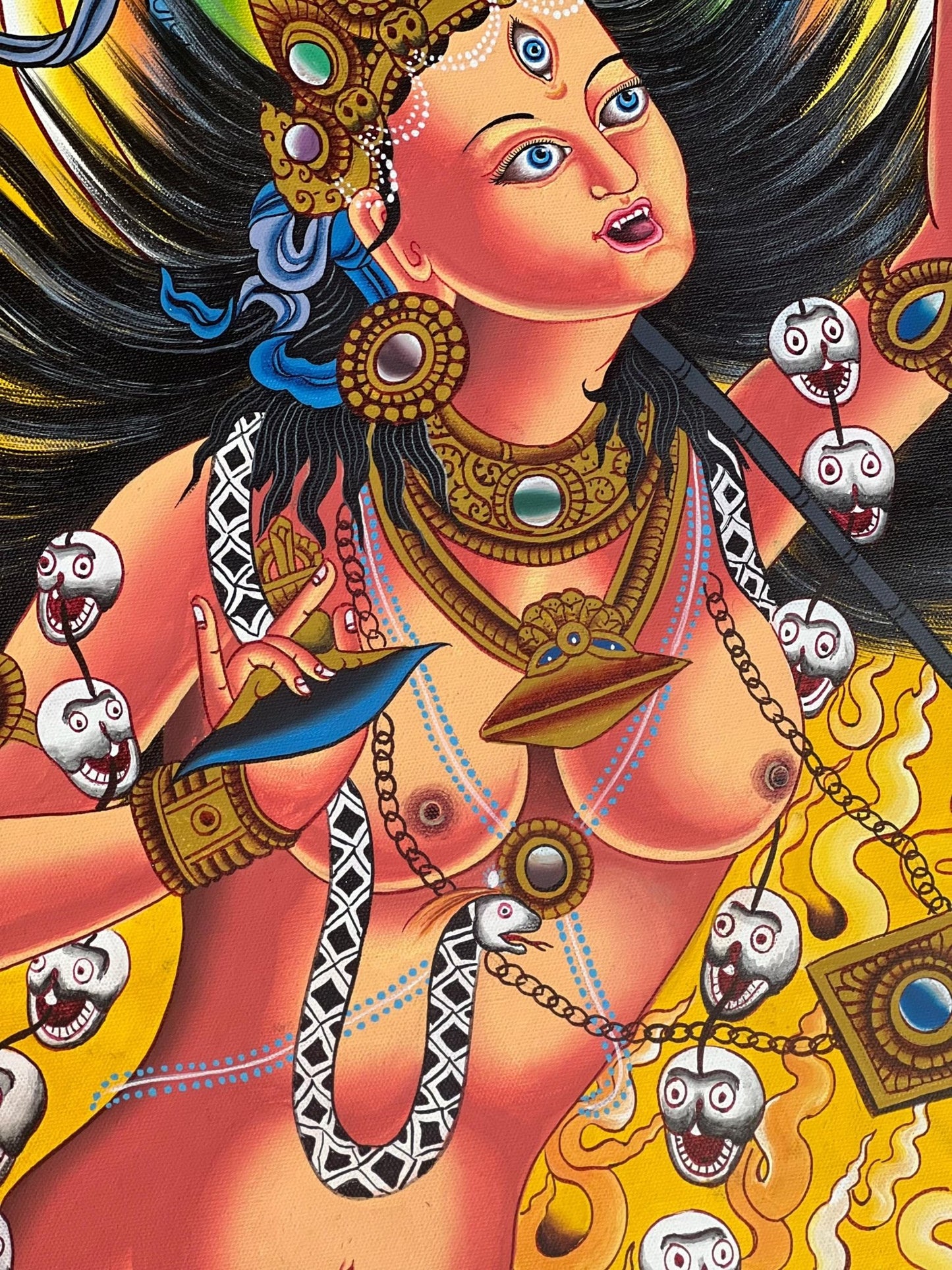 Original Hand - Painted Vajrayogini/ Yogini/ Dakini/ Jogini High - Quality LARGE Masterpiece ACRYLIC Painting on Canvas - Tibetan Thangka Art