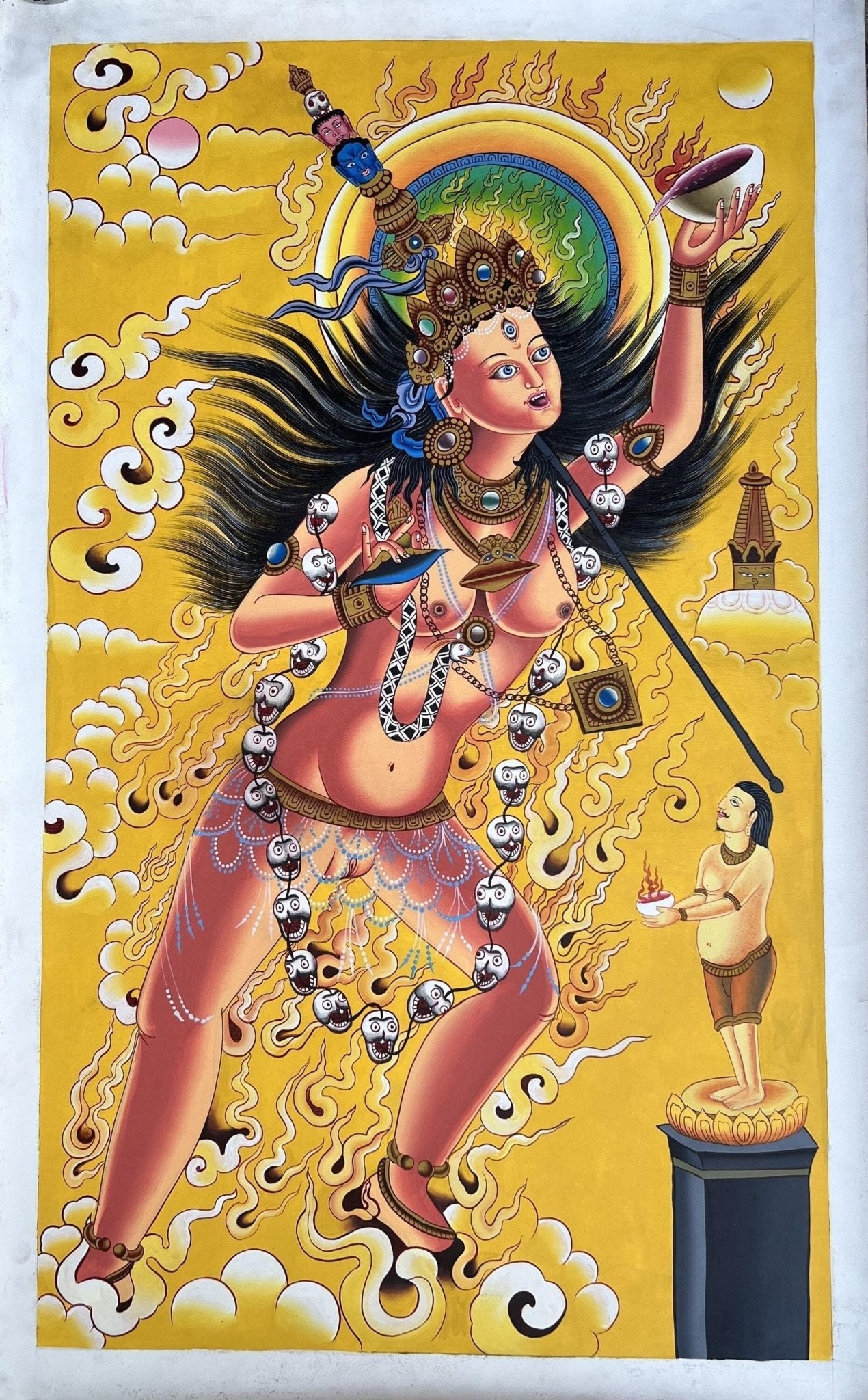 Original Hand - Painted Vajrayogini/ Yogini/ Dakini/ Jogini High - Quality LARGE Masterpiece ACRYLIC Painting on Canvas - Tibetan Thangka Art