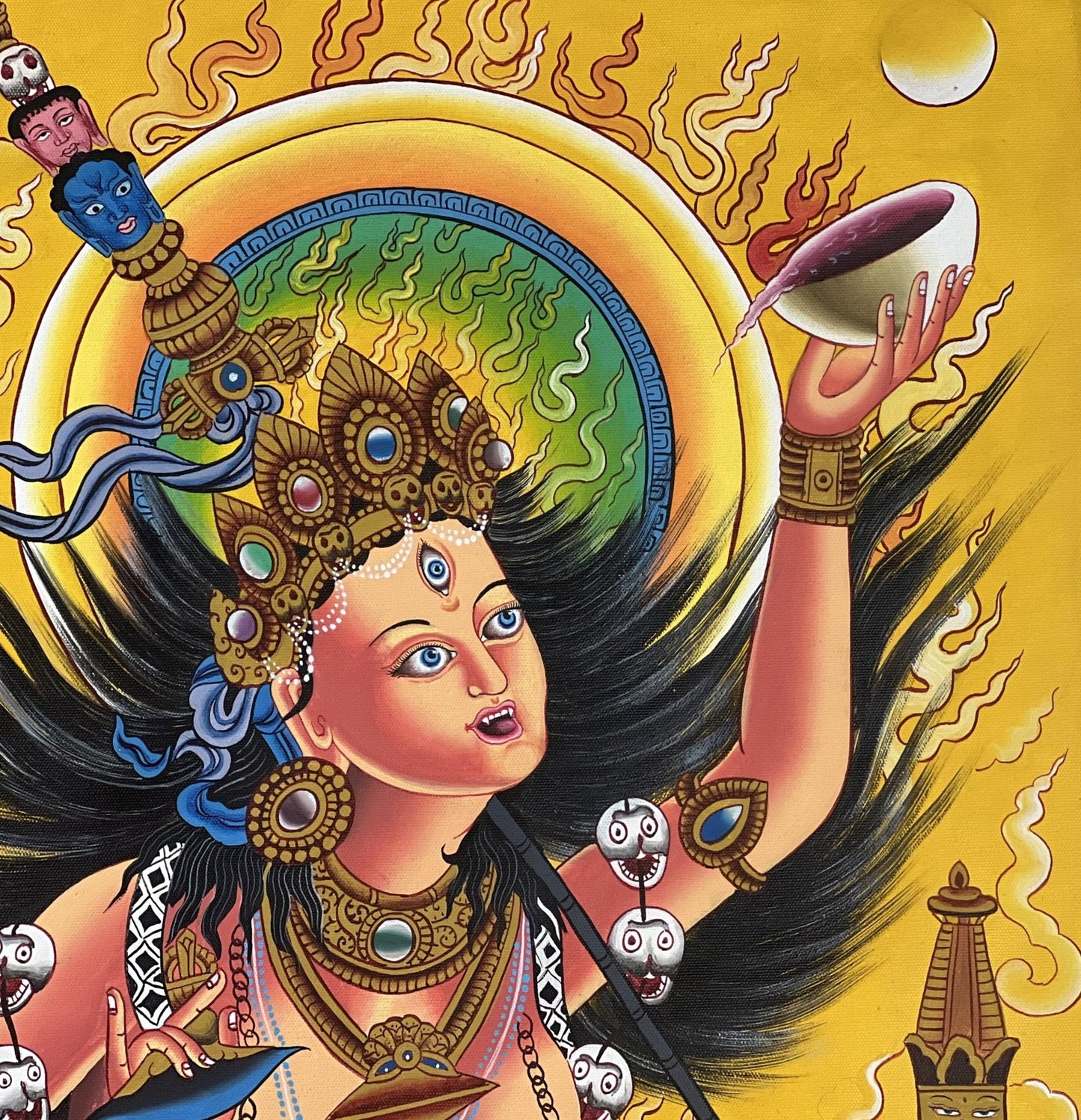 Original Hand - Painted Vajrayogini/ Yogini/ Dakini/ Jogini High - Quality LARGE Masterpiece ACRYLIC Painting on Canvas - Tibetan Thangka Art