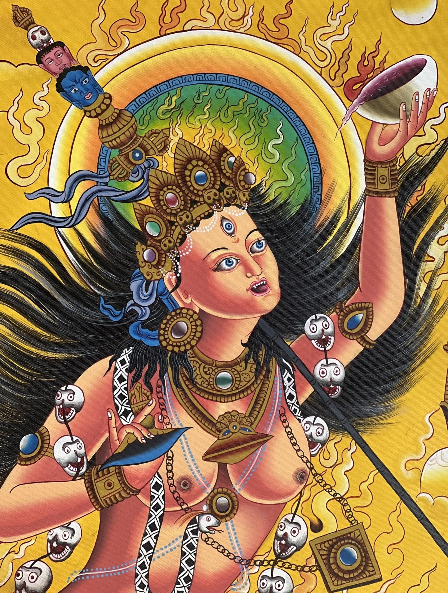 Original Hand - Painted Vajrayogini/ Yogini/ Dakini/ Jogini High - Quality LARGE Masterpiece ACRYLIC Painting on Canvas - Tibetan Thangka Art
