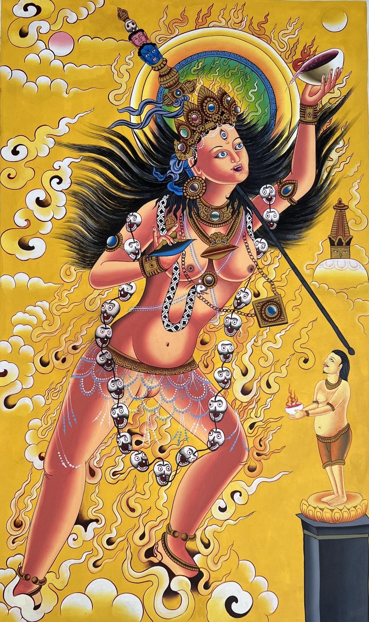Original Hand - Painted Vajrayogini/ Yogini/ Dakini/ Jogini High - Quality LARGE Masterpiece ACRYLIC Painting on Canvas - Tibetan Thangka Art