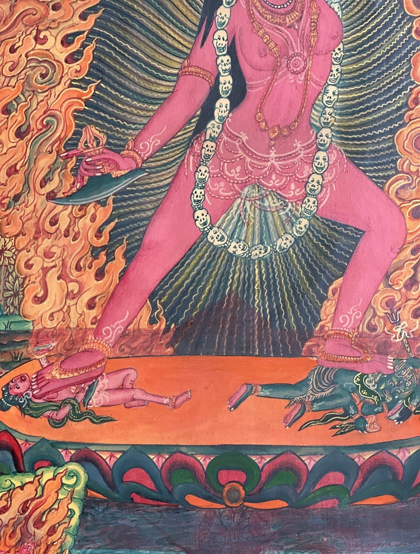Original Hand - Painted Vajrayogini/ Yogini/ Jogini Exquisite Masterpiece Old Newari Paubha/ Pauva Thangka Painting/ Yogini Tantra Art - Tibetan Thangka Art