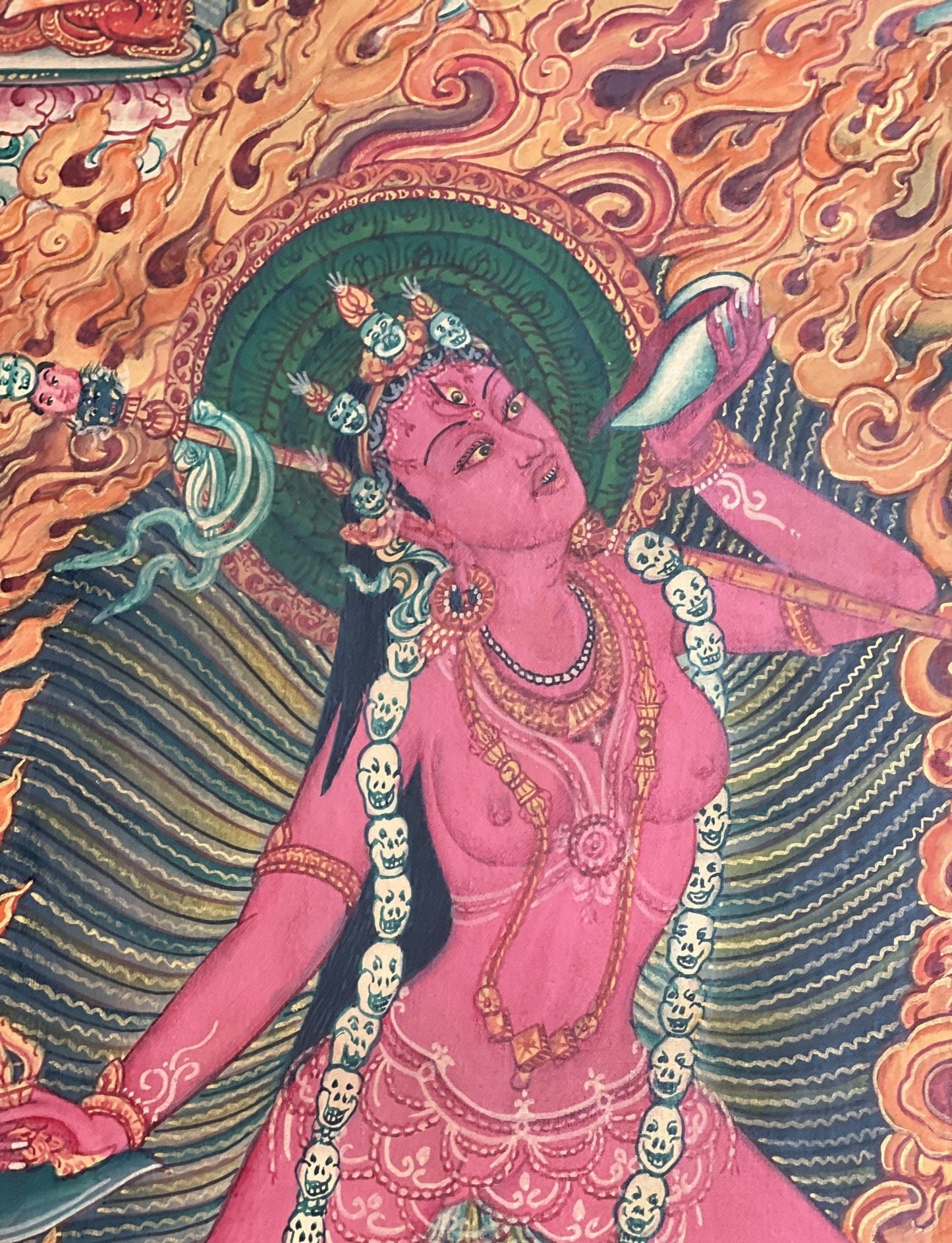 Original Hand - Painted Vajrayogini/ Yogini/ Jogini Exquisite Masterpiece Old Newari Paubha/ Pauva Thangka Painting/ Yogini Tantra Art - Tibetan Thangka Art