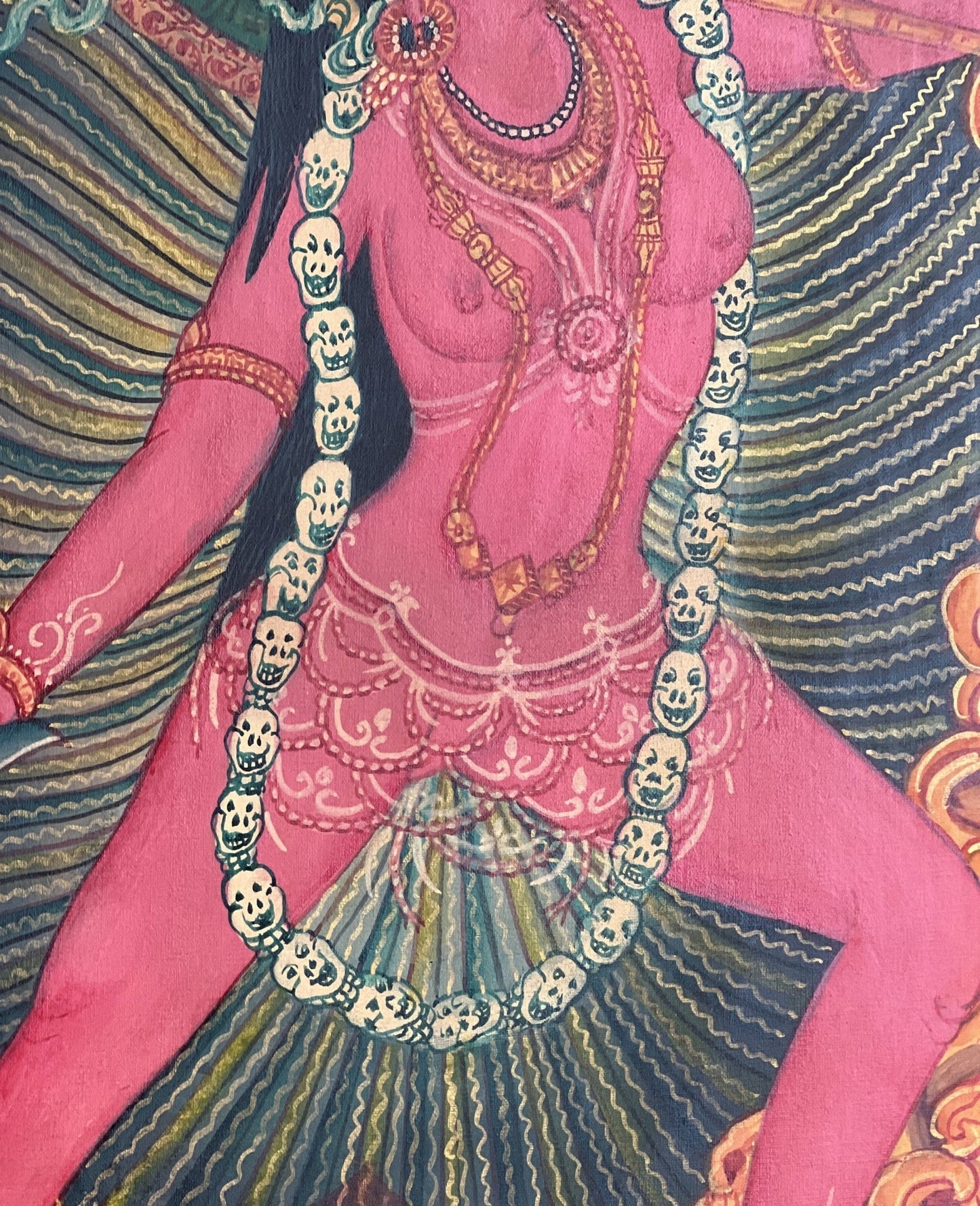 Original Hand - Painted Vajrayogini/ Yogini/ Jogini Exquisite Masterpiece Old Newari Paubha/ Pauva Thangka Painting/ Yogini Tantra Art - Tibetan Thangka Art