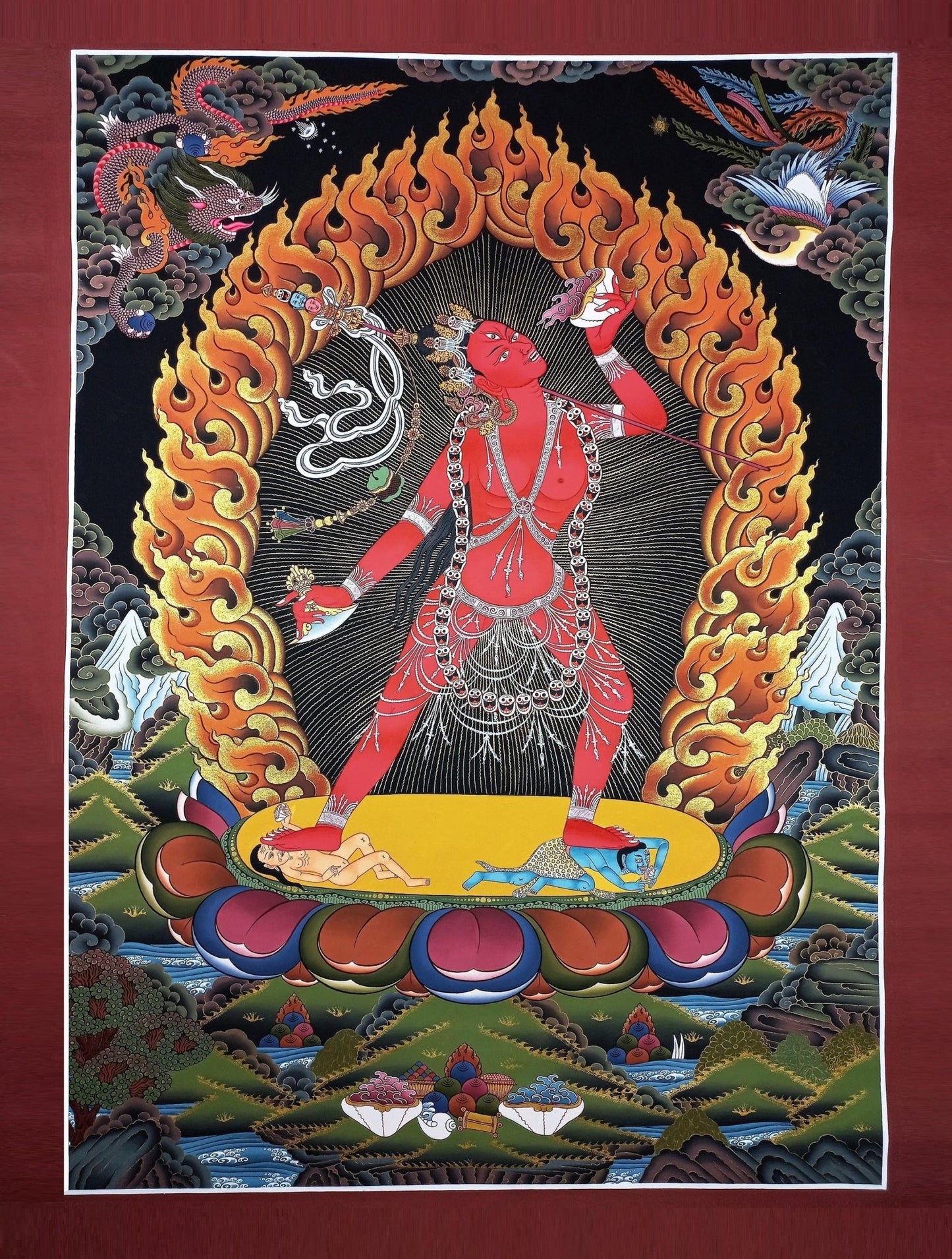 Original Hand - Painted Vjarayogini /Jogini/ Masterpiece Tibetan Wall Hanging Compassion Mediation Large Thangka Painting/ Buddhist Art - Tibetan Thangka Art