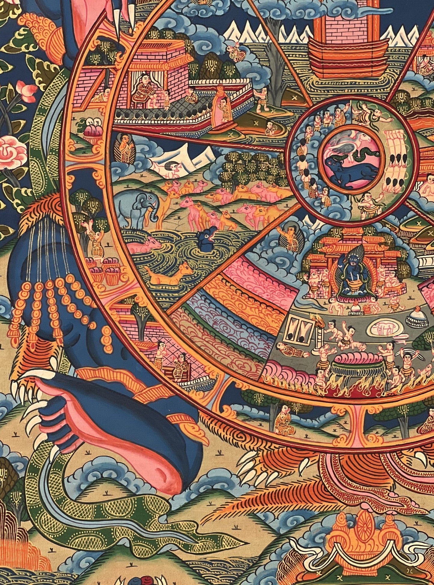 Original Hand Painted Wheel Of Life Mandala Masterpiece Gold Tibetan Meditation compassion Thangka/thanka painting From Nepal - Tibetan Thangka Art