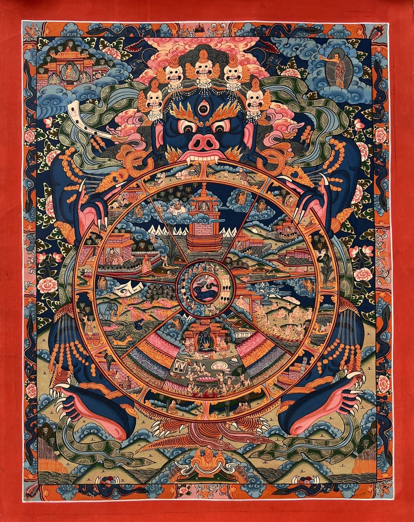 Original Hand Painted Wheel Of Life Mandala Masterpiece Gold Tibetan Meditation compassion Thangka/thanka painting From Nepal - Tibetan Thangka Art