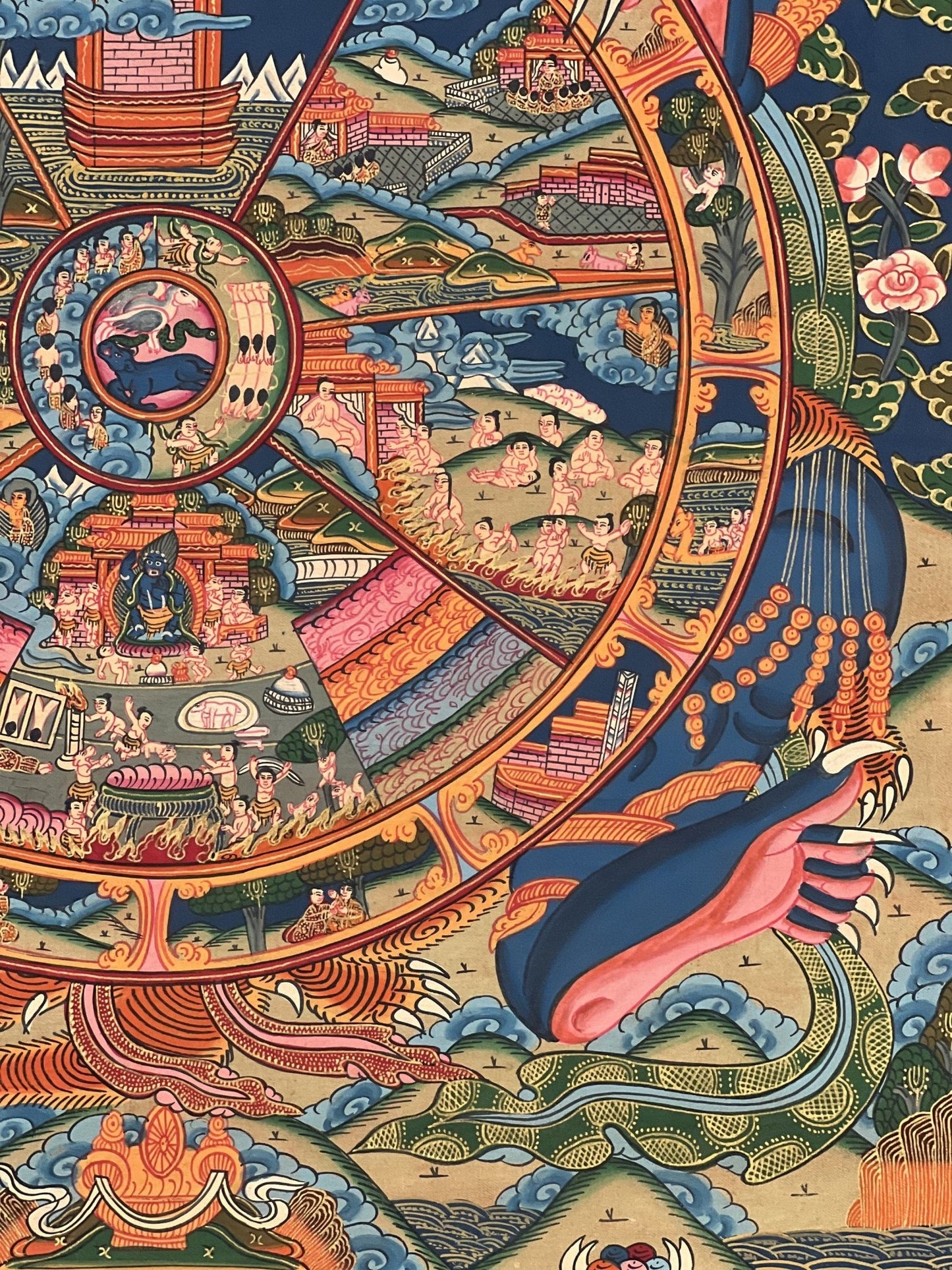 Original Hand Painted Wheel Of Life Mandala Masterpiece Gold Tibetan Meditation compassion Thangka/thanka painting From Nepal - Tibetan Thangka Art
