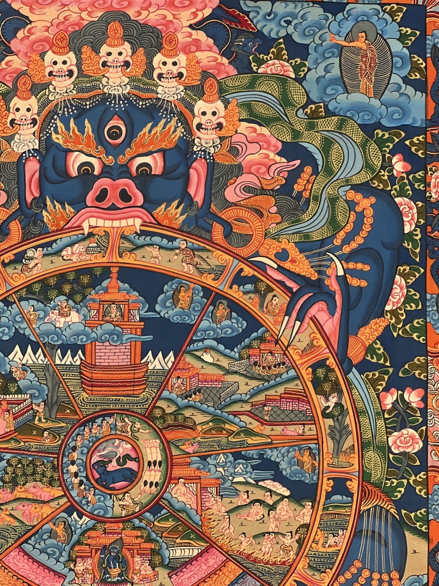 Original Hand Painted Wheel Of Life Mandala Masterpiece Gold Tibetan Meditation compassion Thangka/thanka painting From Nepal - Tibetan Thangka Art
