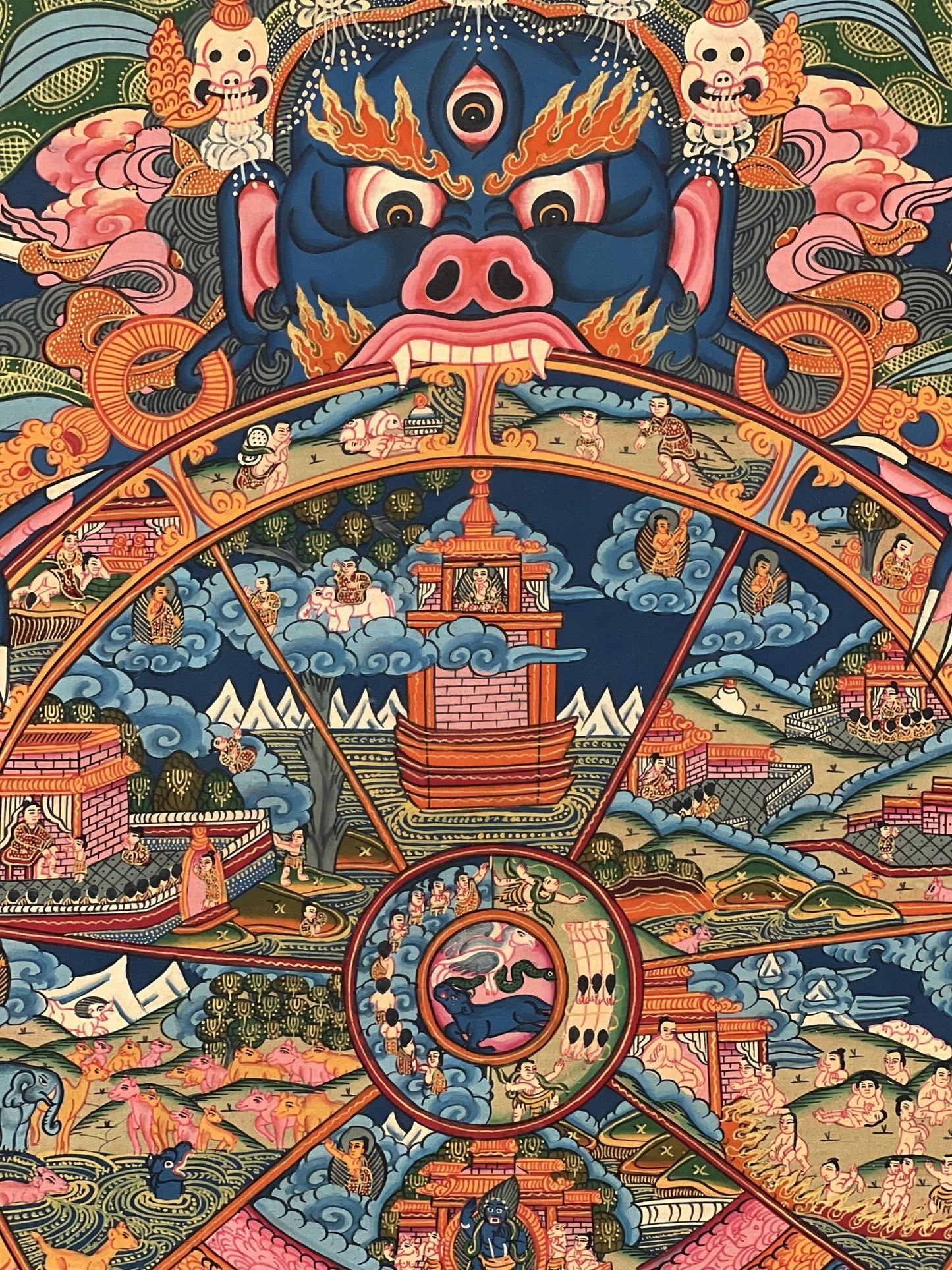 Original Hand Painted Wheel Of Life Mandala Masterpiece Gold Tibetan Meditation compassion Thangka/thanka painting From Nepal - Tibetan Thangka Art