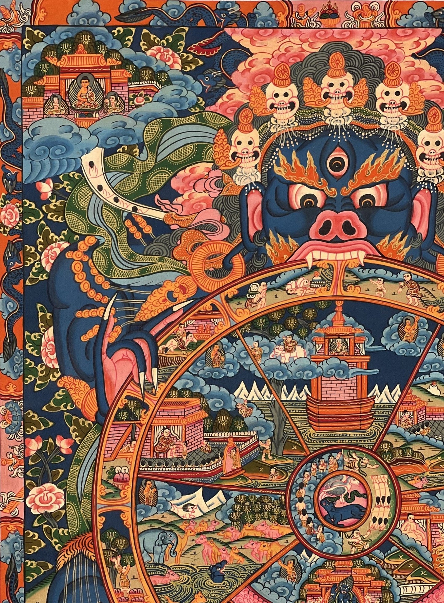 Original Hand Painted Wheel Of Life Mandala Masterpiece Gold Tibetan Meditation compassion Thangka/thanka painting From Nepal - Tibetan Thangka Art