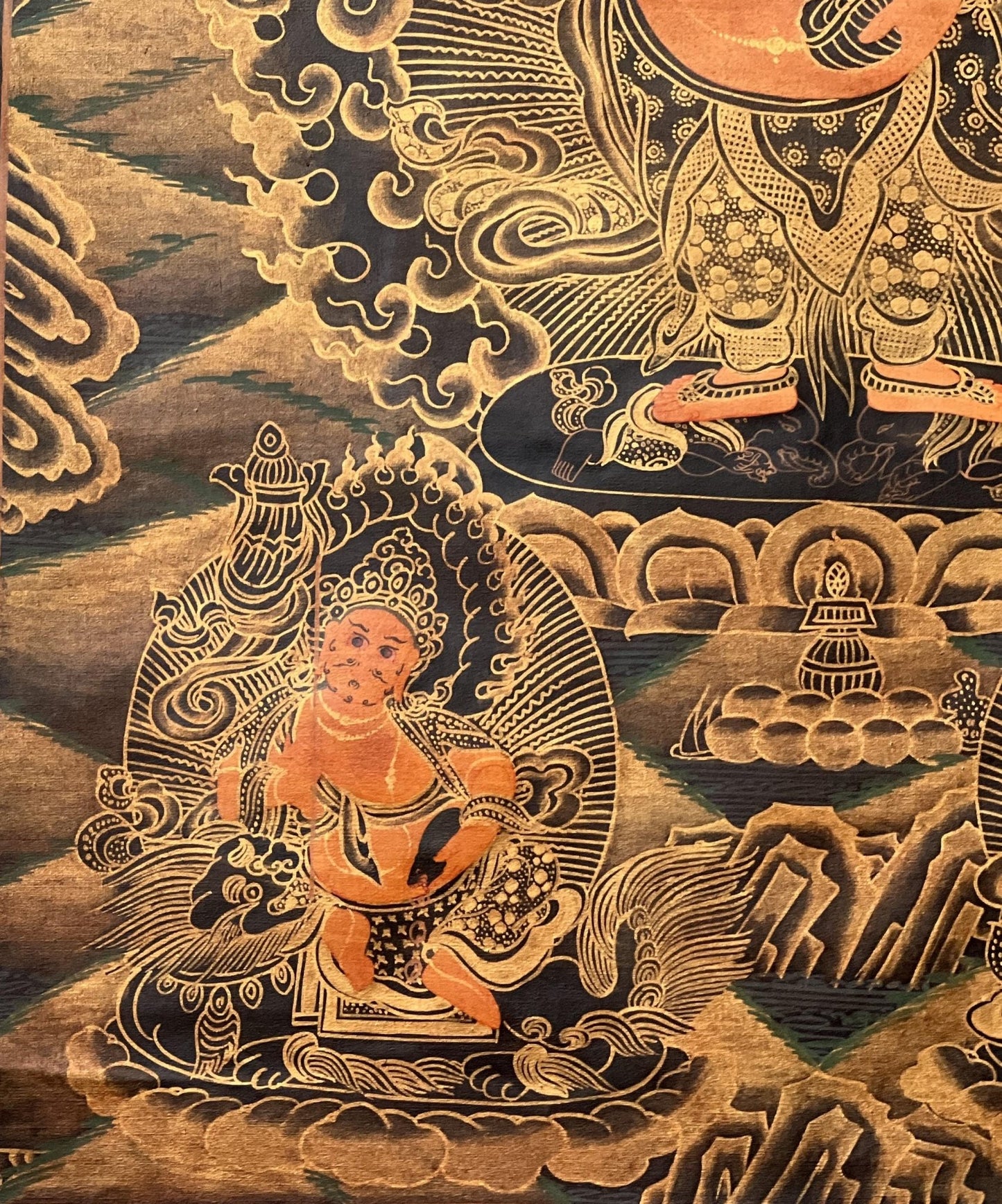 Original Hand Painted White Mahakala / Six Armed Mahakala Oil Varnished Tibetan Compassion Meditation Thangka / Thanka Painting From Nepal - Tibetan Thangka Art