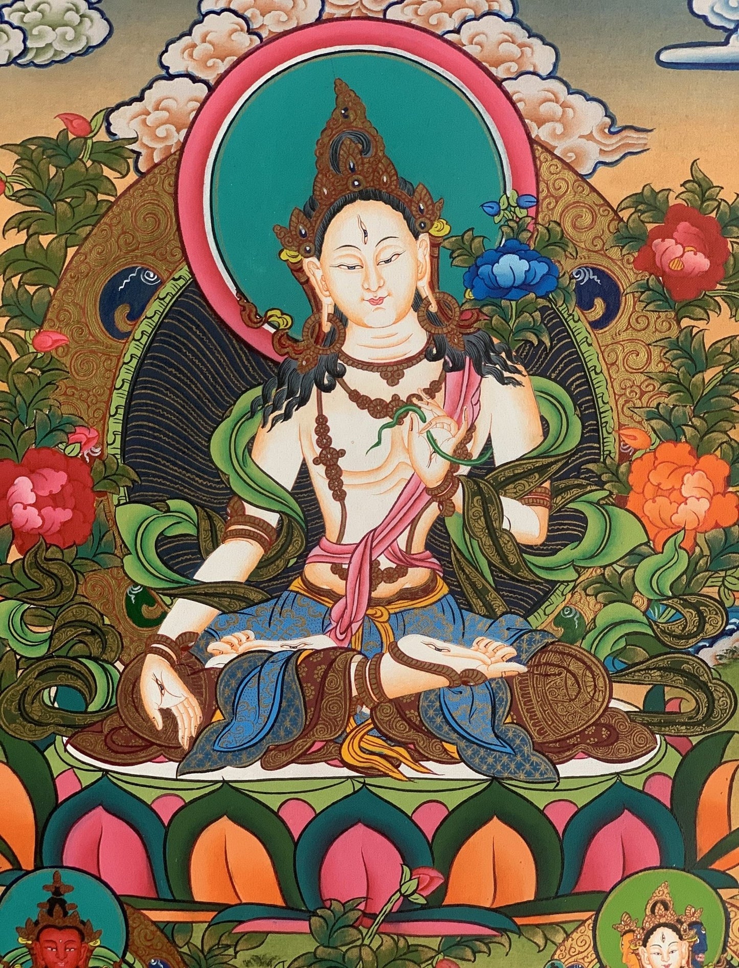 Original Hand - Painted White Tara Thangka | Mother Goddess Art | Signed Tibetan Painting for Meditation & Compassion - Tibetan Thangka Art