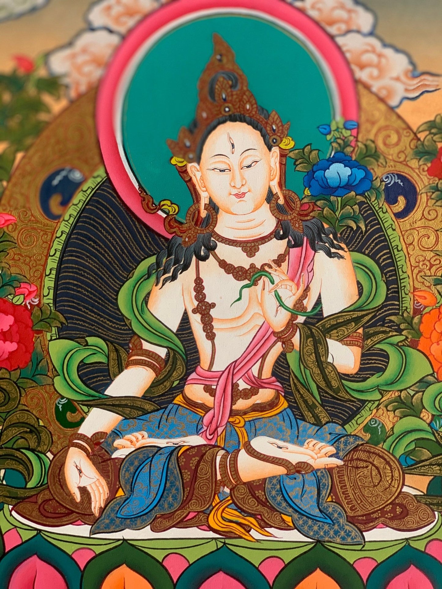 Original Hand - Painted White Tara Thangka | Mother Goddess Art | Signed Tibetan Painting for Meditation & Compassion - Tibetan Thangka Art