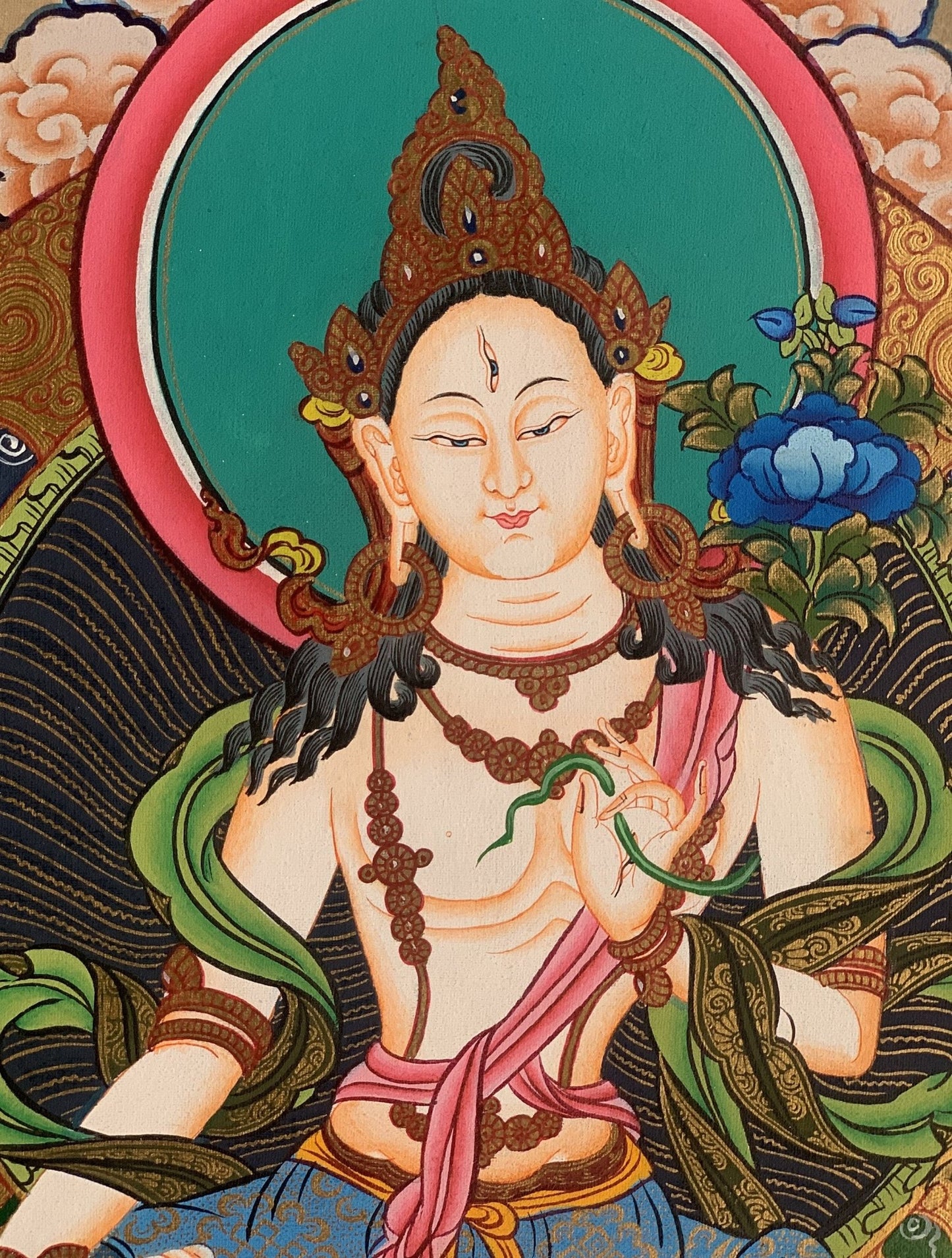 Original Hand - Painted White Tara Thangka | Mother Goddess Art | Signed Tibetan Painting for Meditation & Compassion - Tibetan Thangka Art