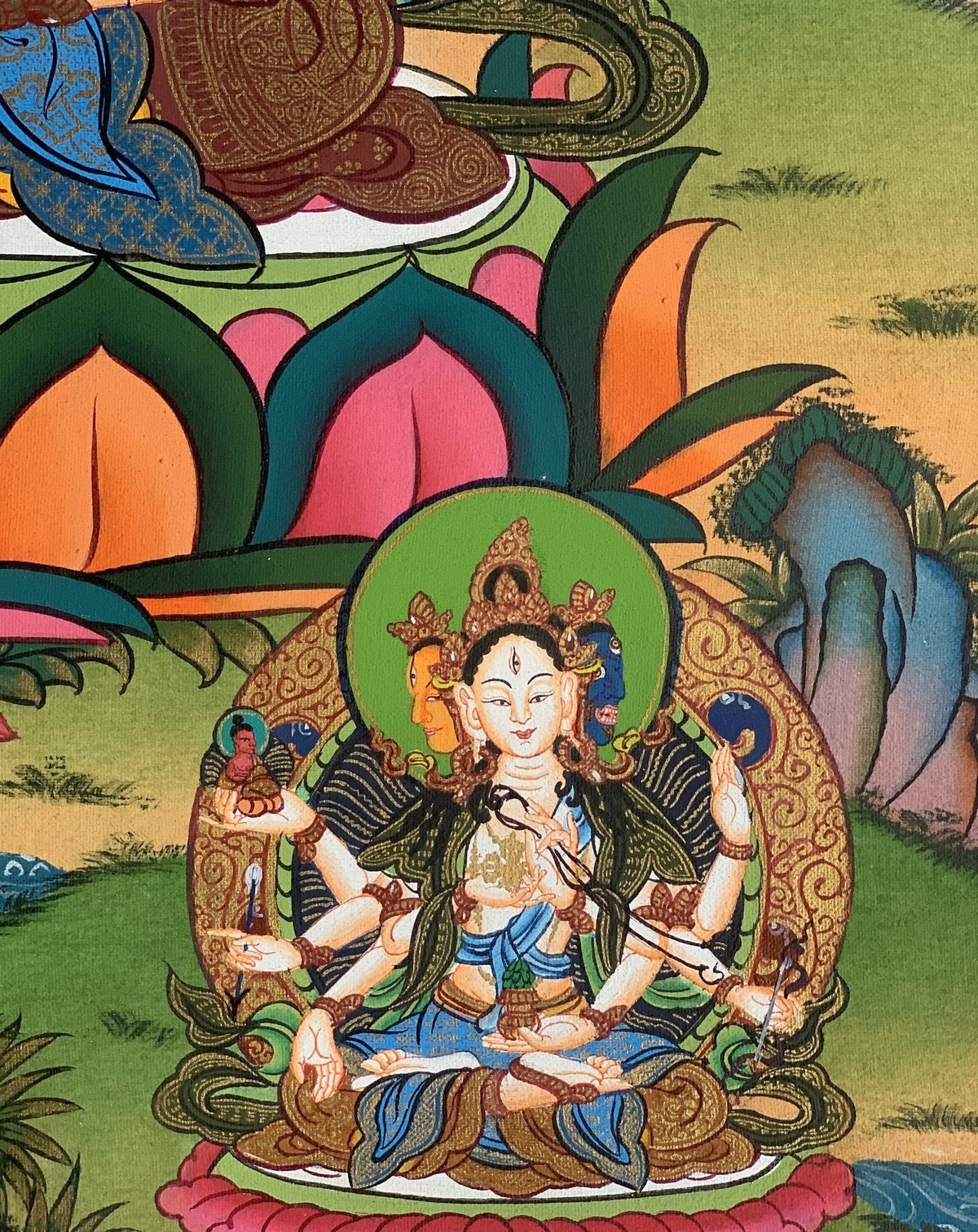 Original Hand - Painted White Tara Thangka | Mother Goddess Art | Signed Tibetan Painting for Meditation & Compassion - Tibetan Thangka Art
