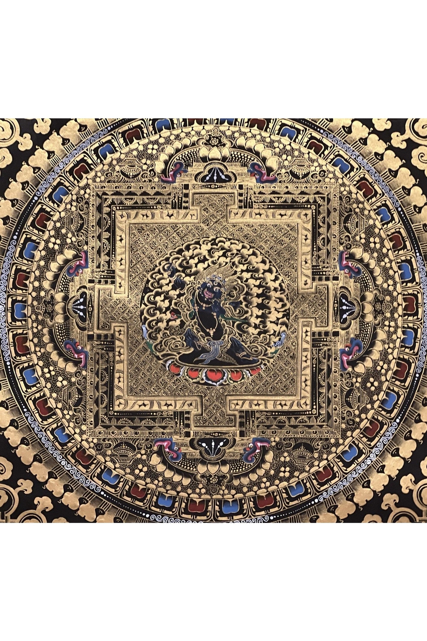 Original Master Quality Vajrapani Mandala Black and Gold Tibetan Thangka / Hand Painting/Buddhist Art/Wall Hanging - Tibetan Thangka Art
