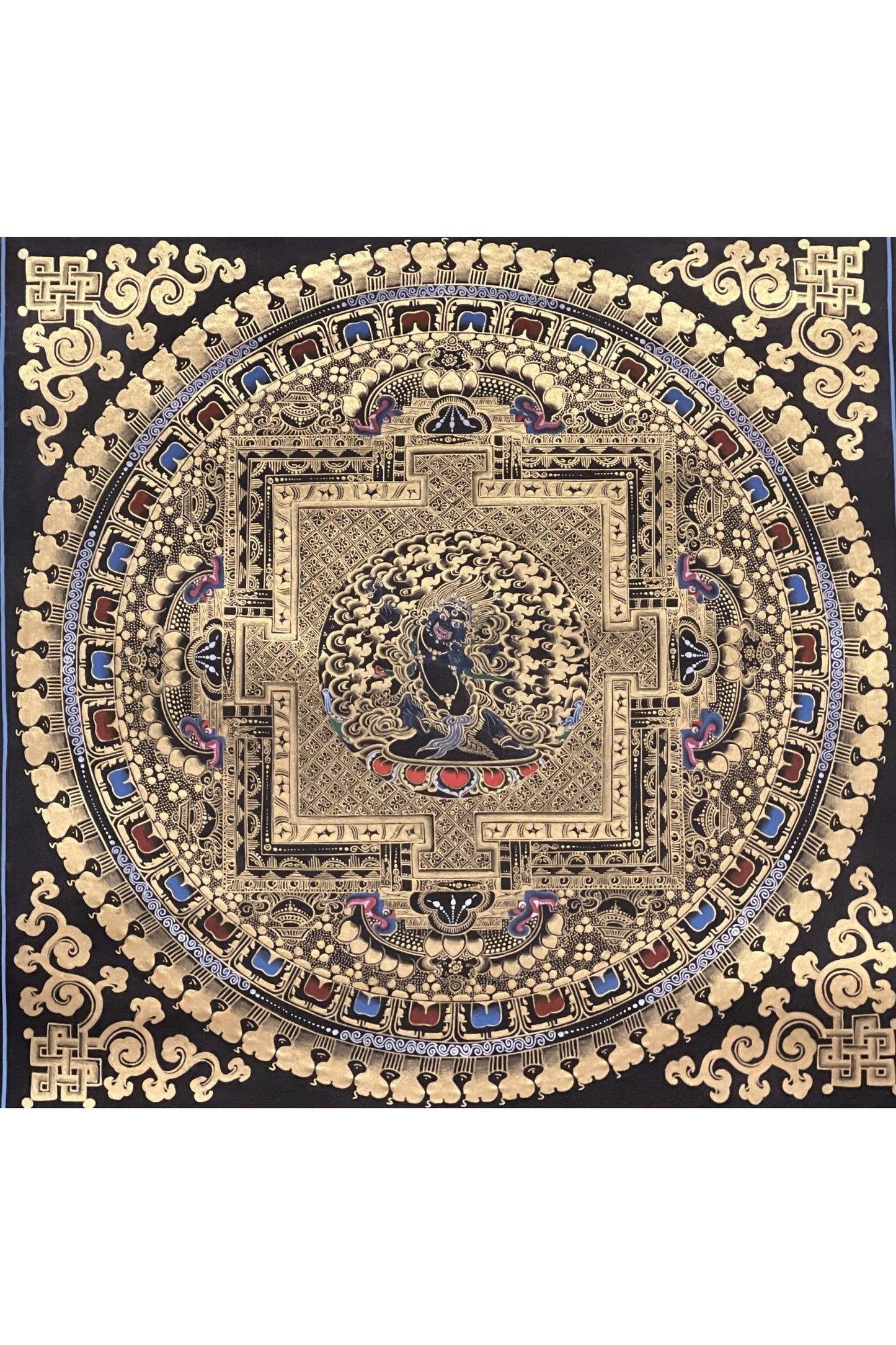 Original Master Quality Vajrapani Mandala Black and Gold Tibetan Thangka / Hand Painting/Buddhist Art/Wall Hanging - Tibetan Thangka Art