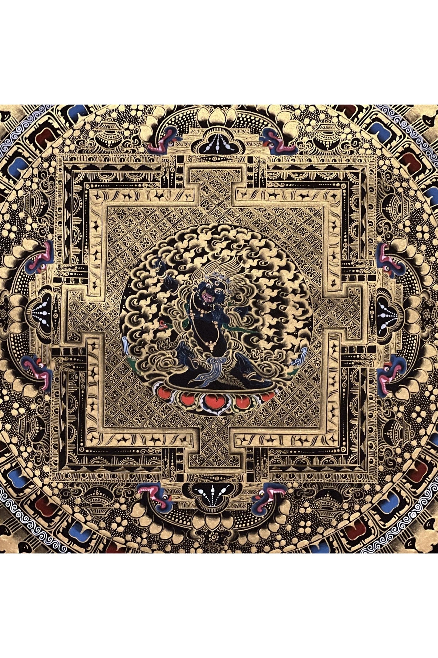 Original Master Quality Vajrapani Mandala Black and Gold Tibetan Thangka / Hand Painting/Buddhist Art/Wall Hanging - Tibetan Thangka Art