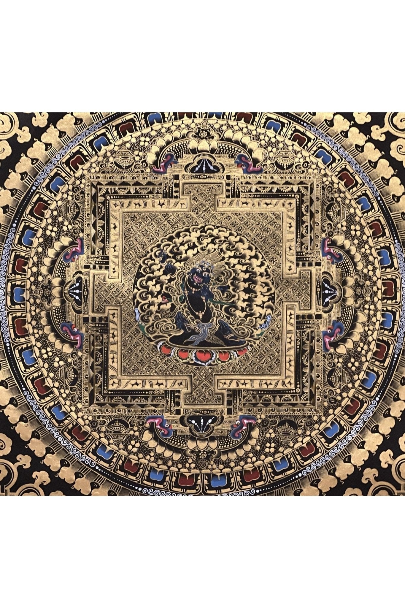 Original Master Quality Vajrapani Mandala Black and Gold Tibetan Thangka / Hand Painting/Buddhist Art/Wall Hanging - Tibetan Thangka Art