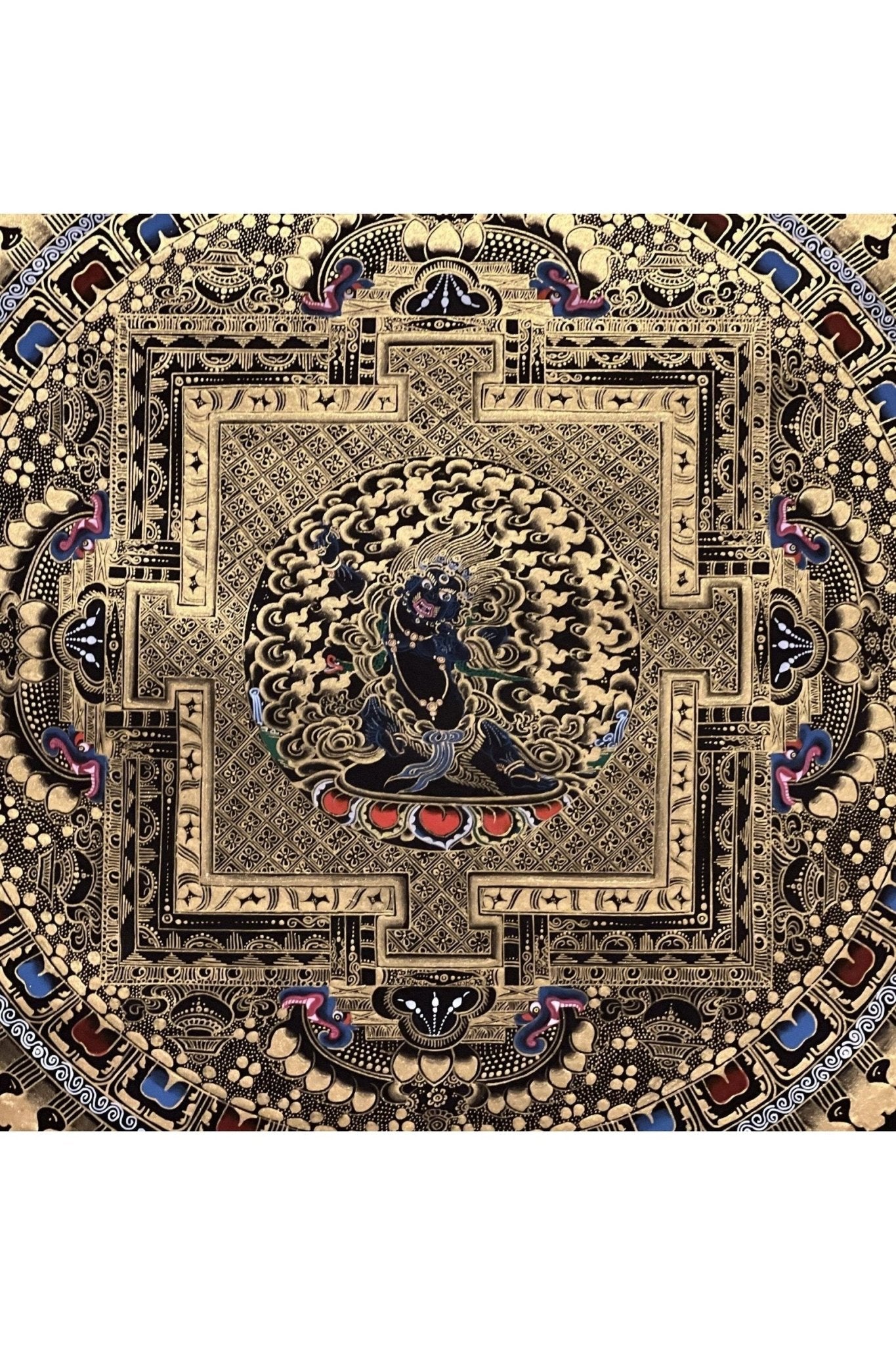 Original Master Quality Vajrapani Mandala Black and Gold Tibetan Thangka / Hand Painting/Buddhist Art/Wall Hanging - Tibetan Thangka Art
